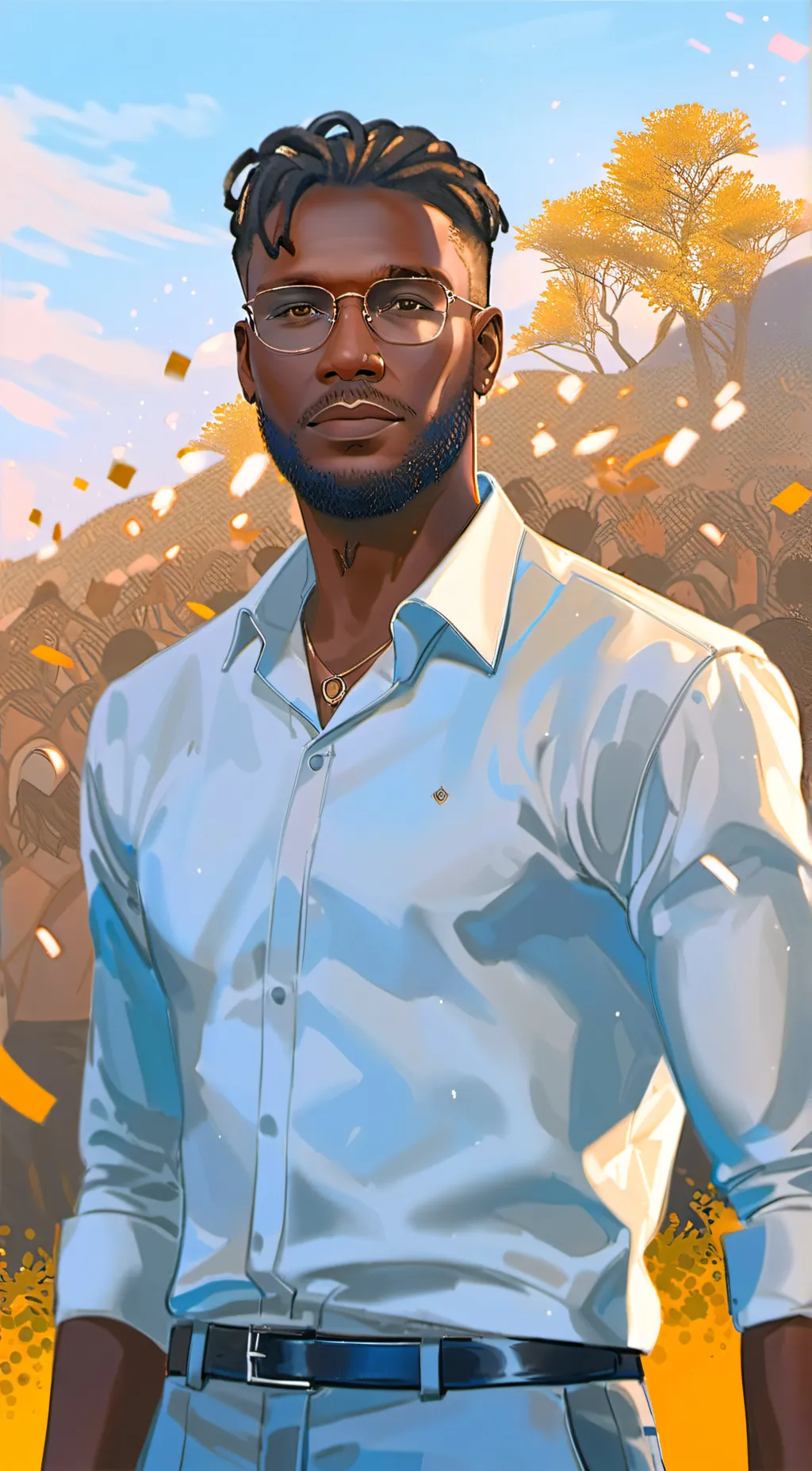 ai character: blocky  background