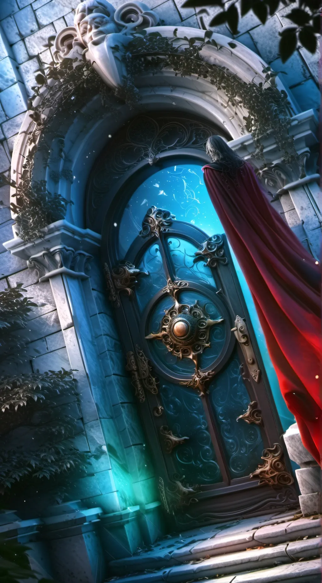 ai character: door at night background