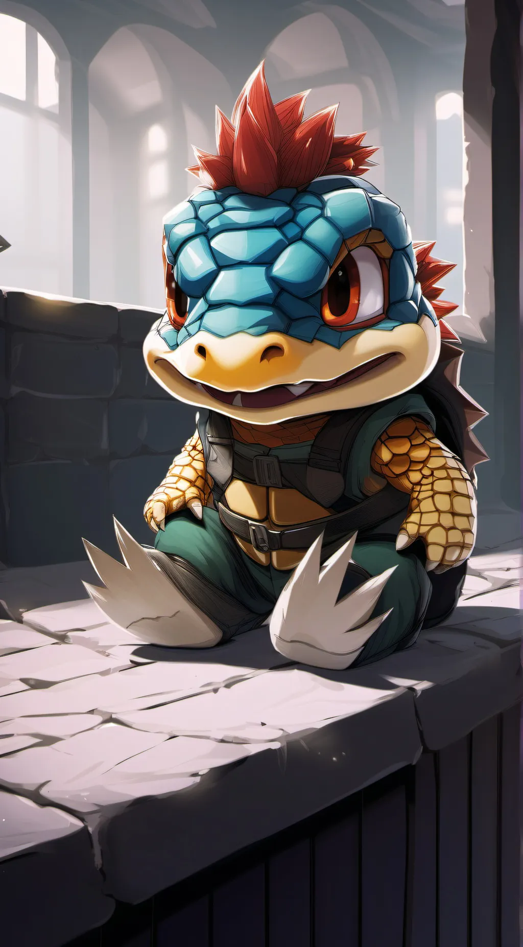 ai character: baby Bowser  background