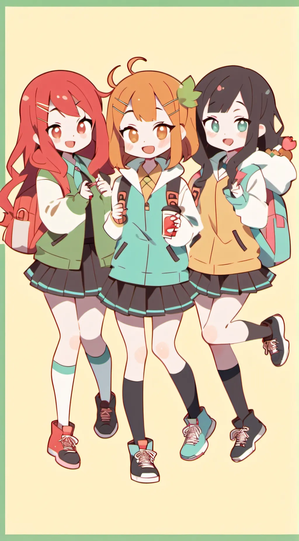 ai character: sam lisa and Emma  background