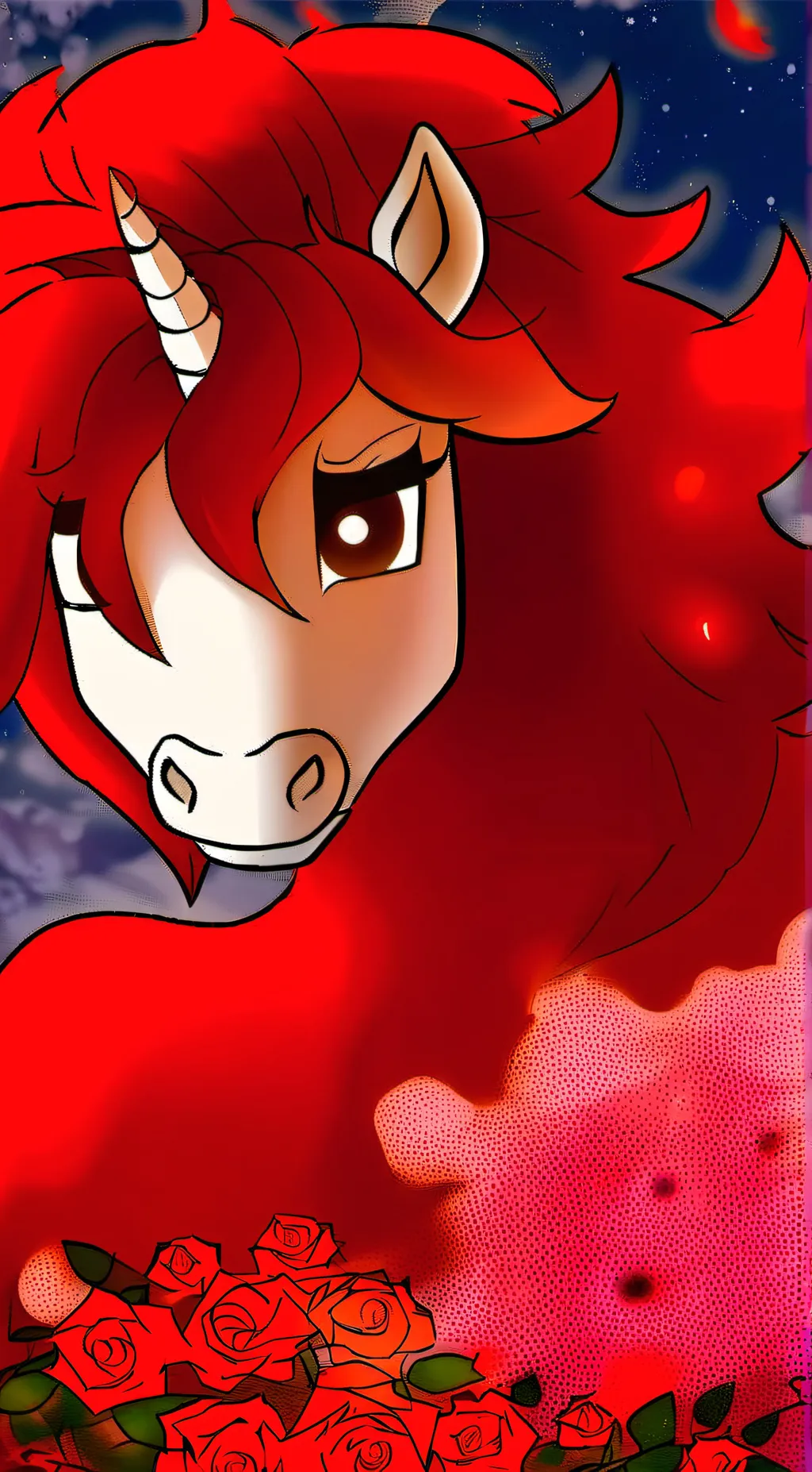 ai character: Flame rose virus background
