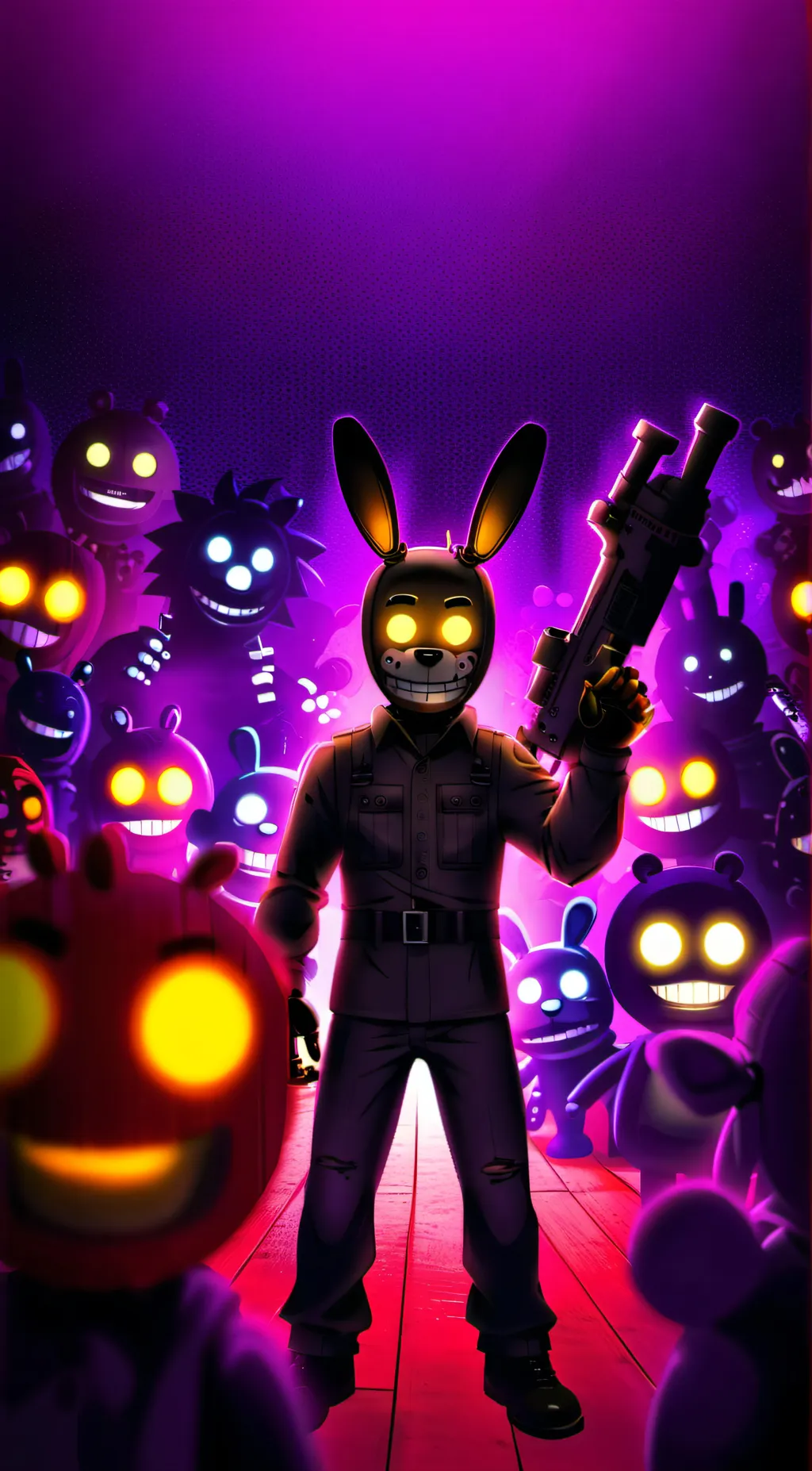 ai character: Demon Slayer+Fnaf background