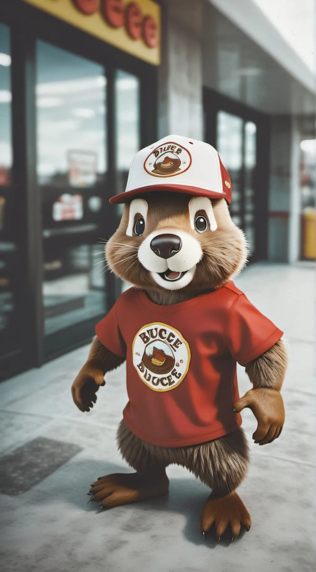 ai character: Buc-ee’s Beaver background