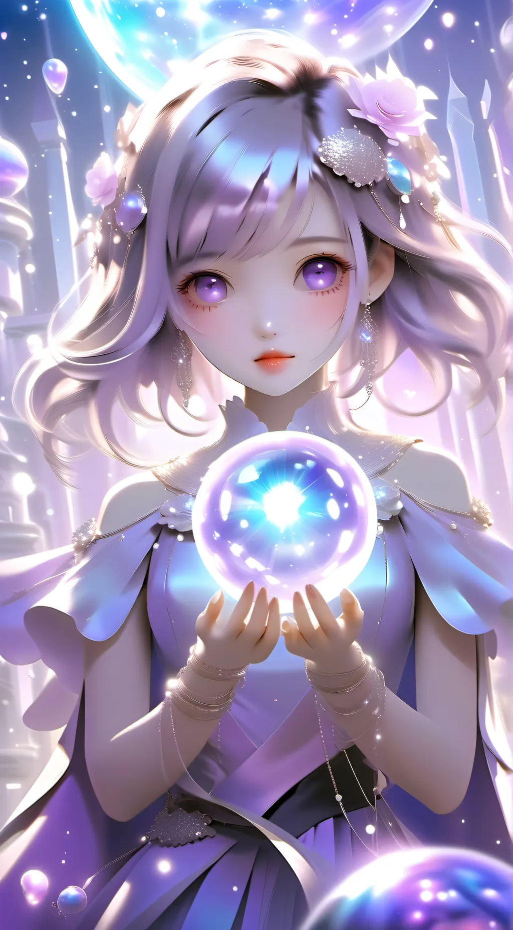 ai character: Scientist girl. background