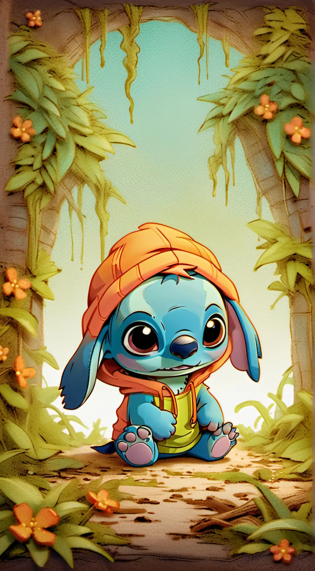 ai character: stitch  background
