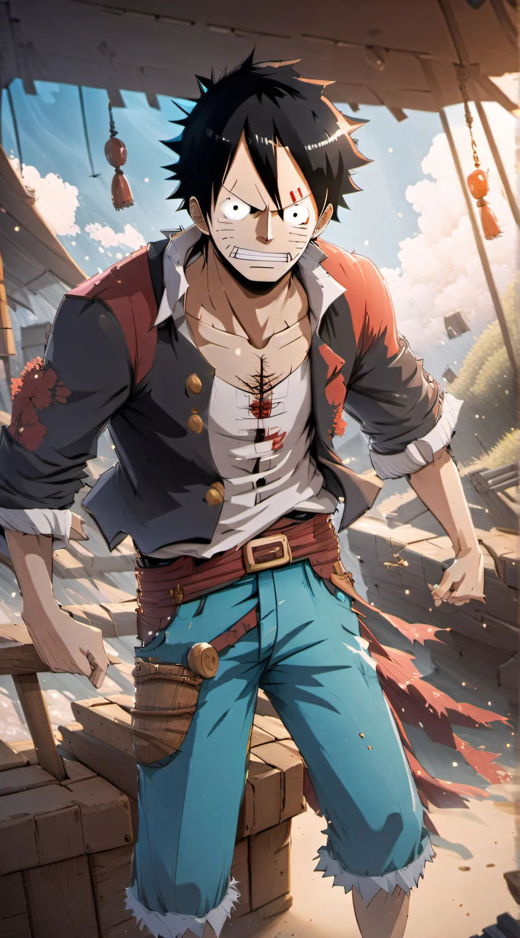 ai character: Luffy and law background