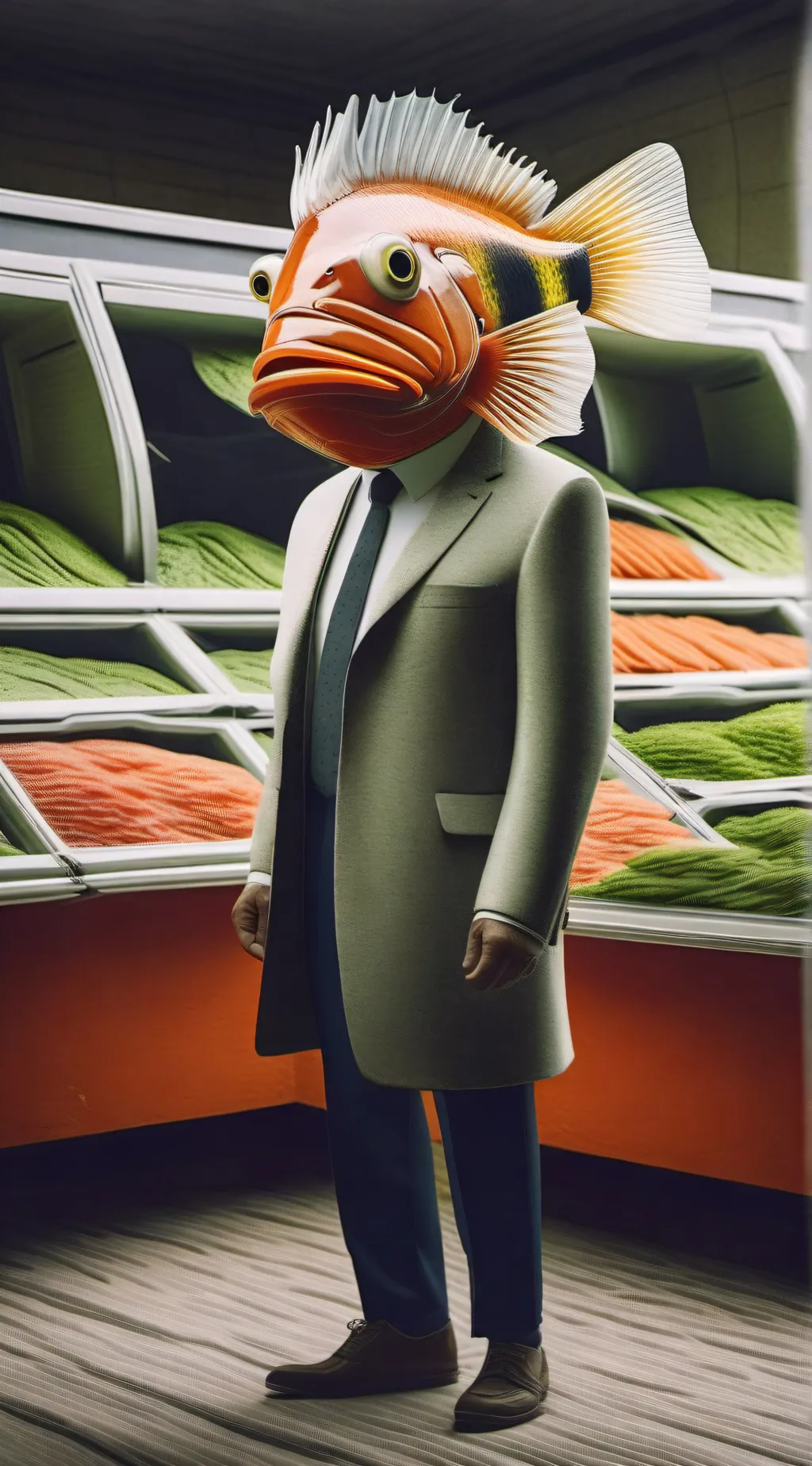 ai character: Fish man background