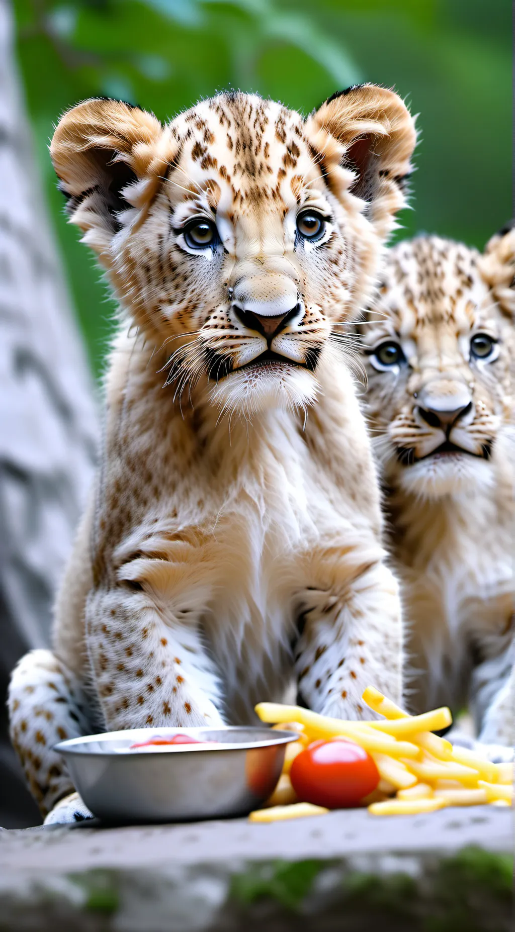 ai character: 2 lion cubs background