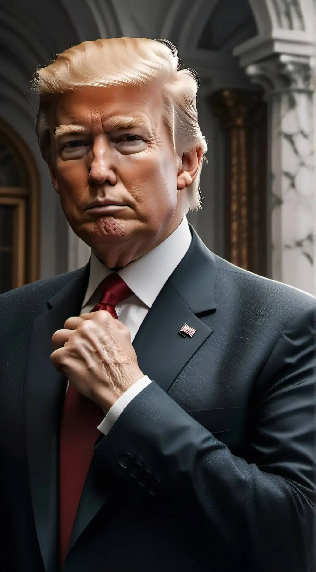 ai character: dead Donald Trump  background