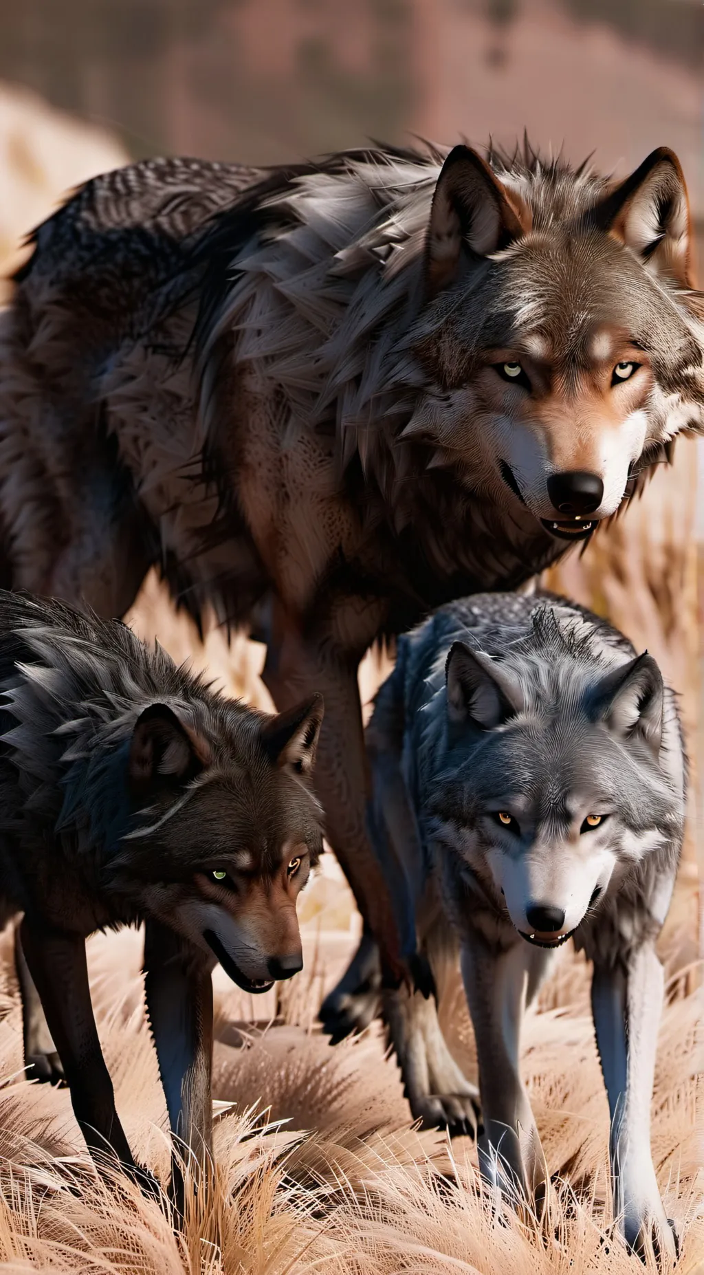 ai character: 3 wolves background