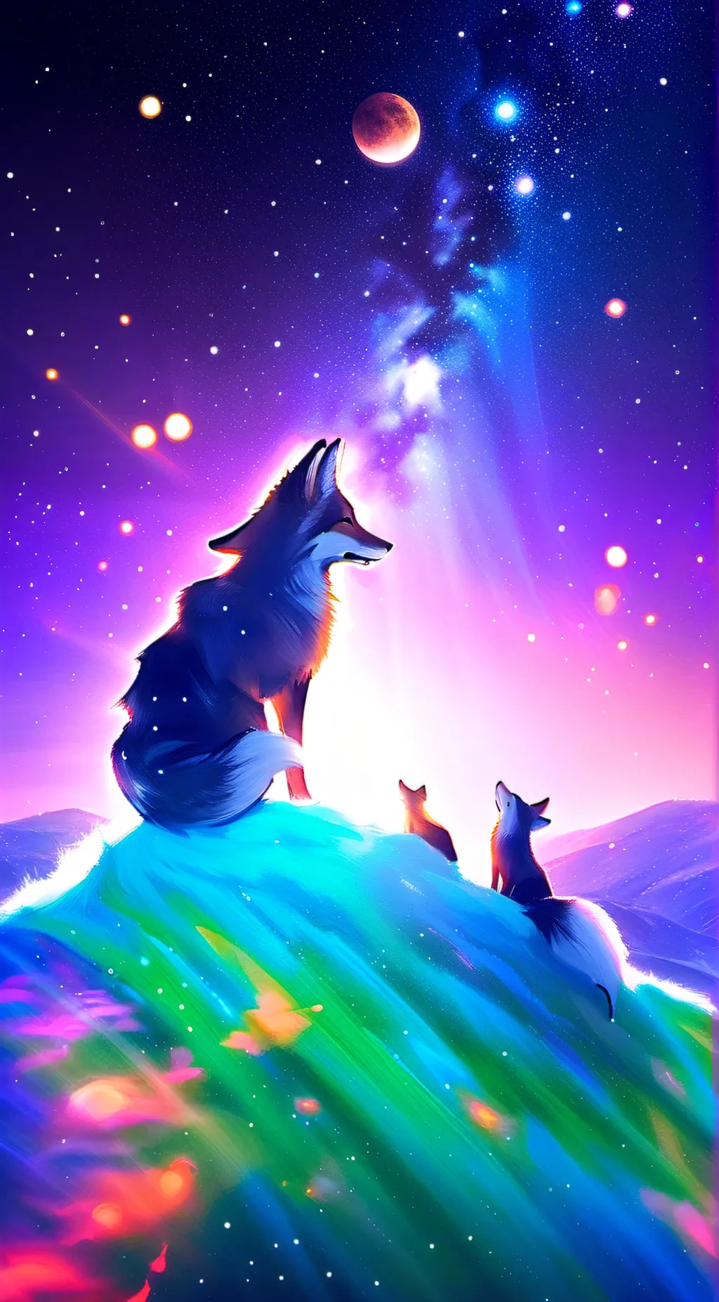 ai character: Galaxy foxes background