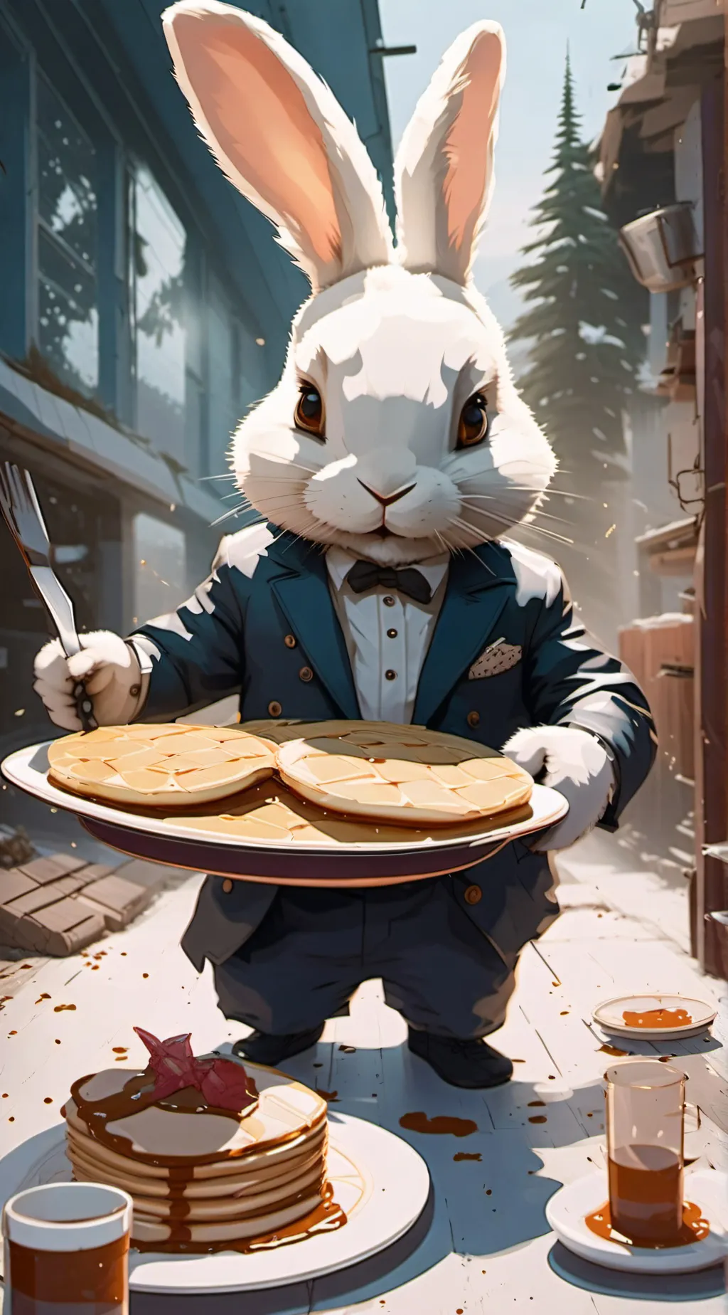 ai character: pancake bunny background