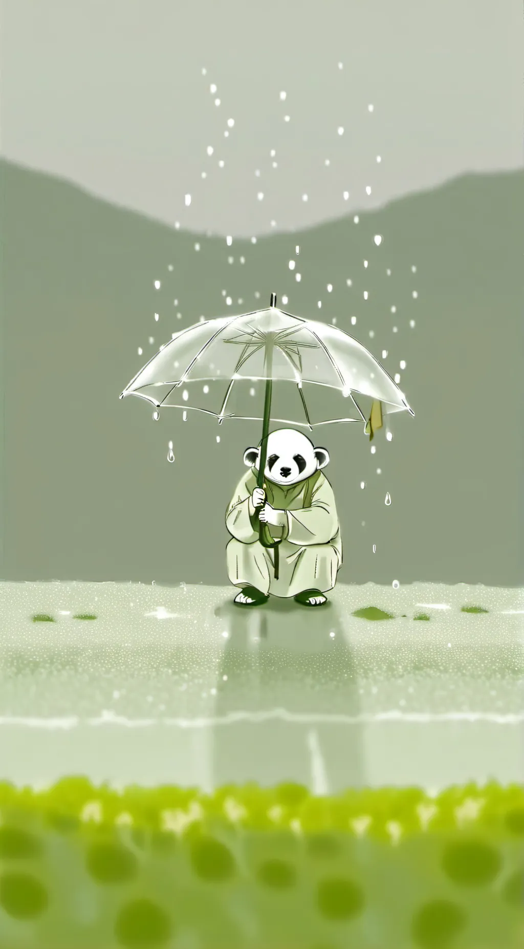 ai character: Rain panda background