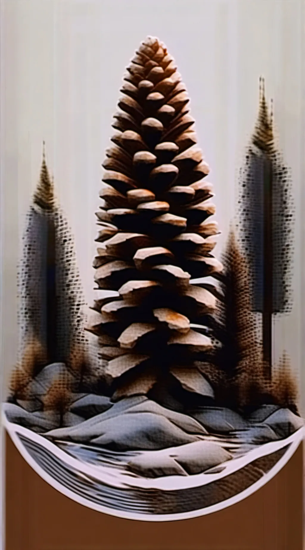 ai character: female pine cone background
