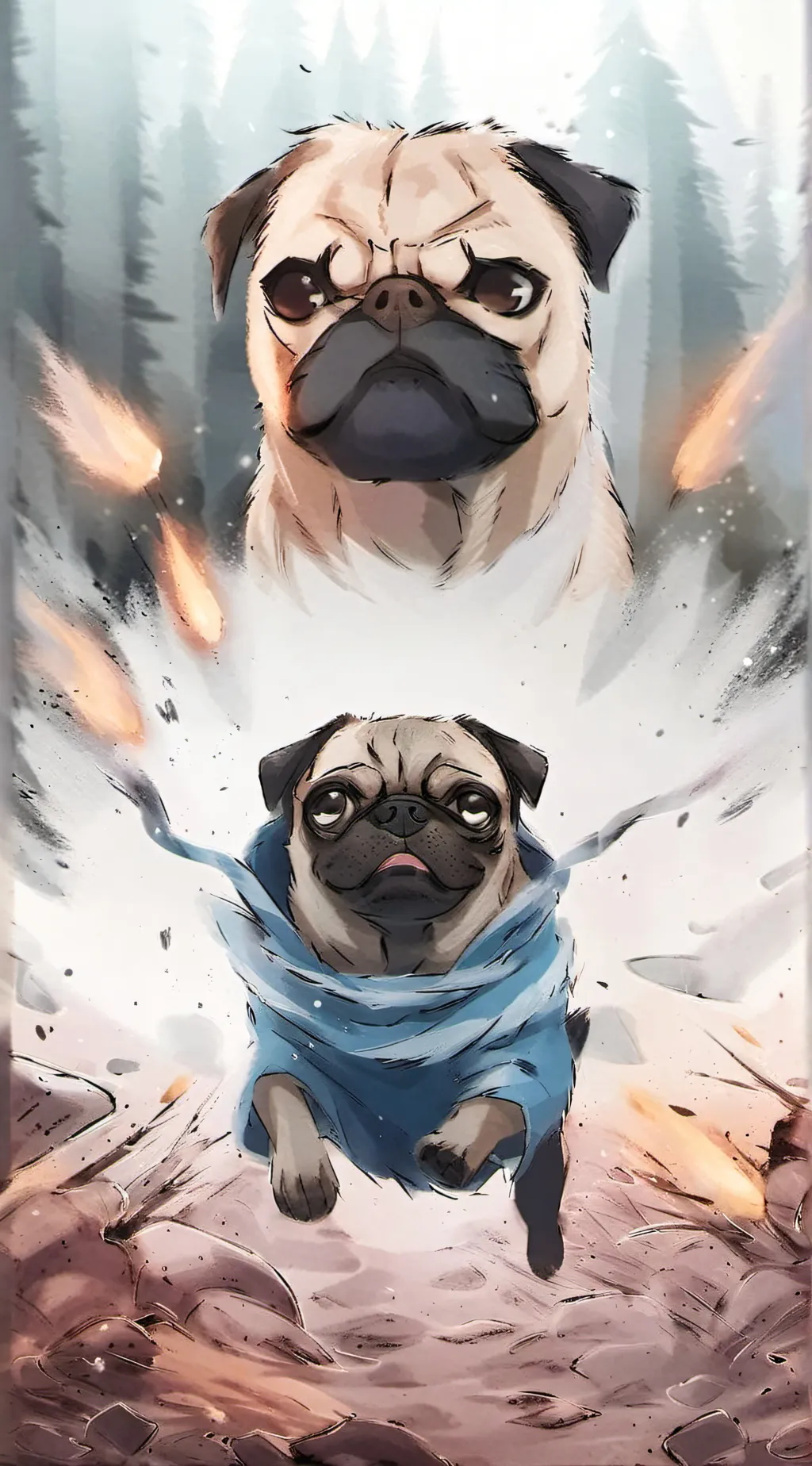 ai character: PUG APOCLYPSE background