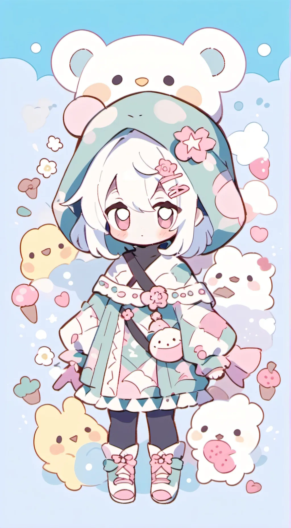 ai character: snowy background