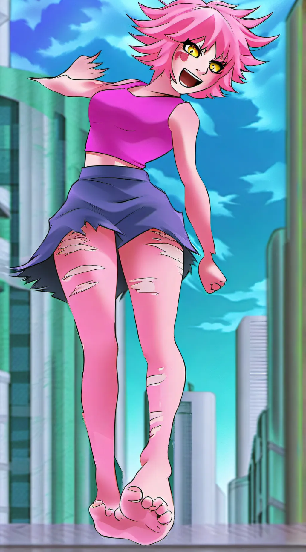ai character: Giant Mina Ashido  background