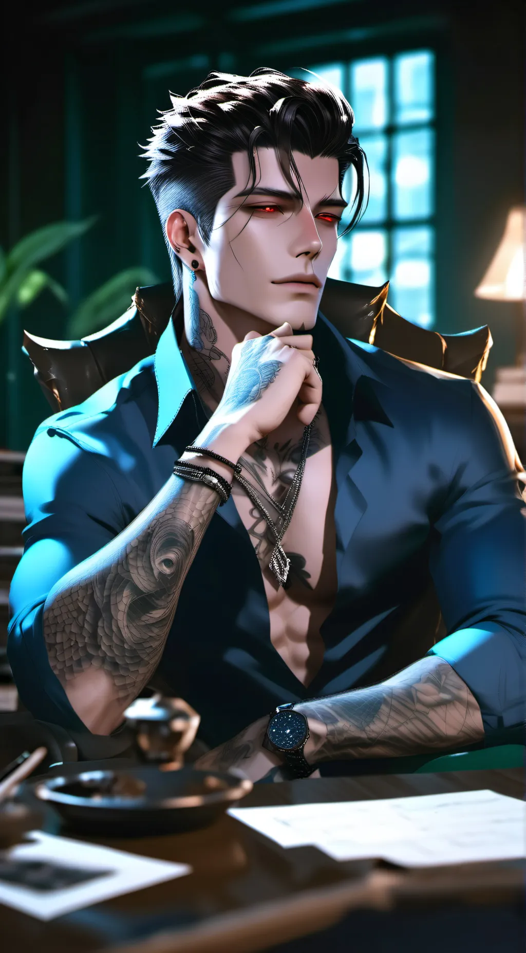ai character: Damon  background