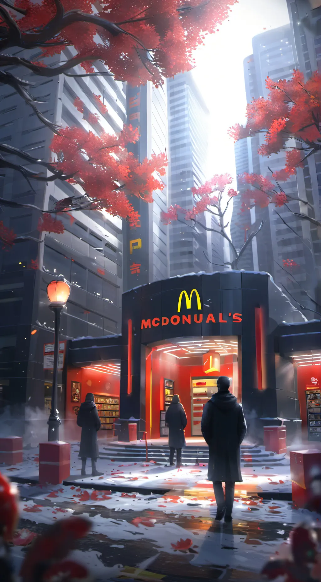 ai character: FPE at McDonalds background