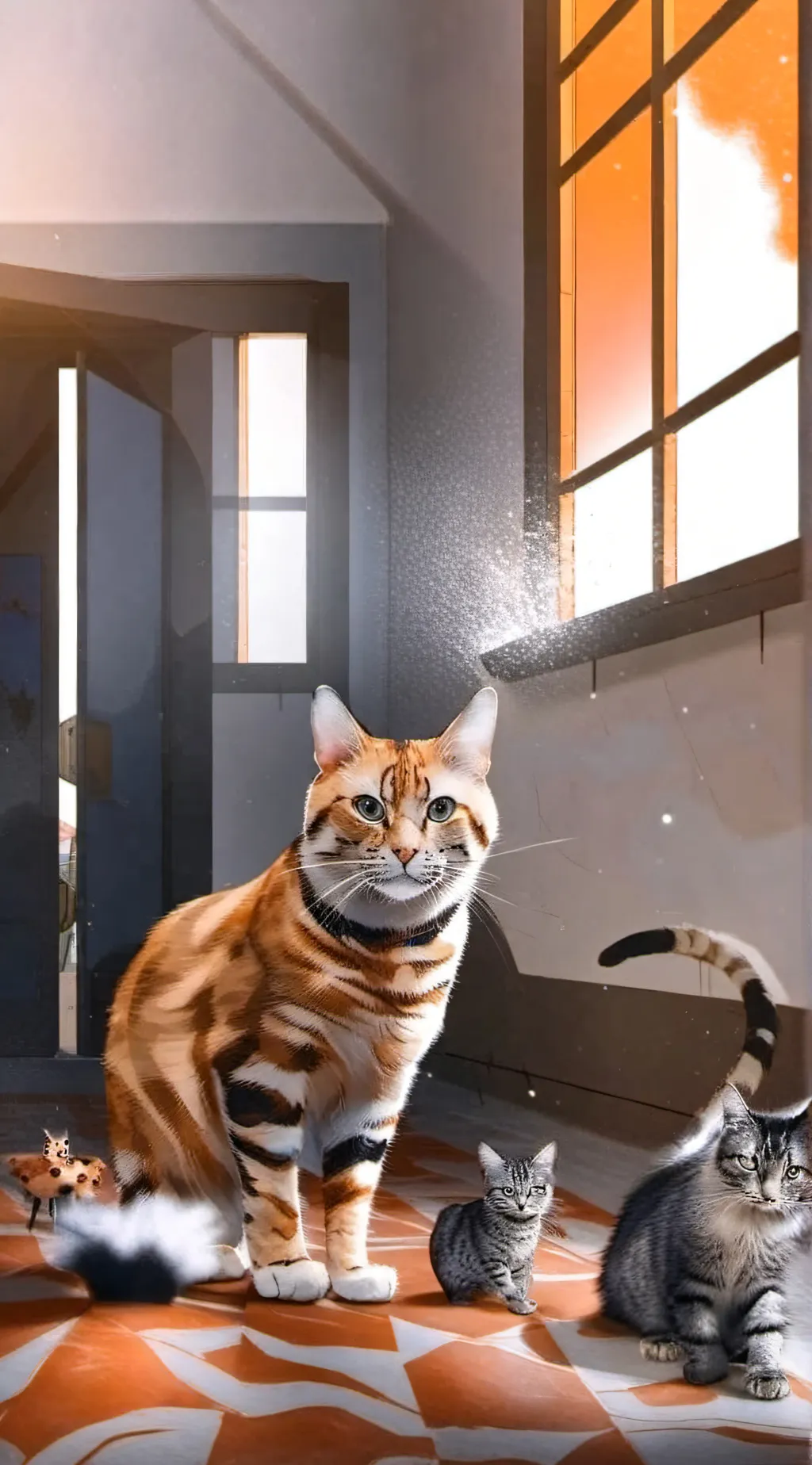 ai character: cat scratch  background
