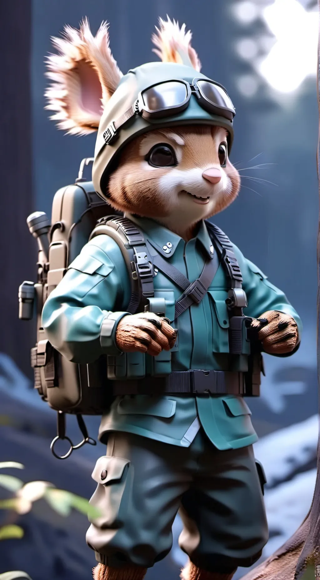 ai character: NuggetThe squirrel background