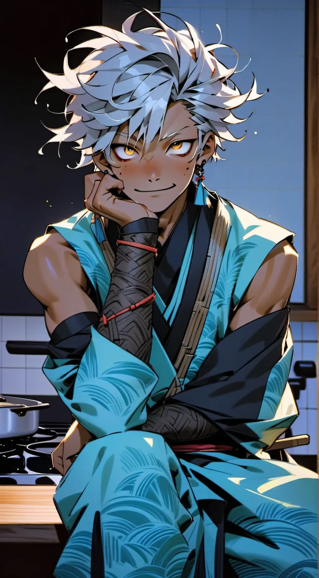 ai character: Kai /water spirit background