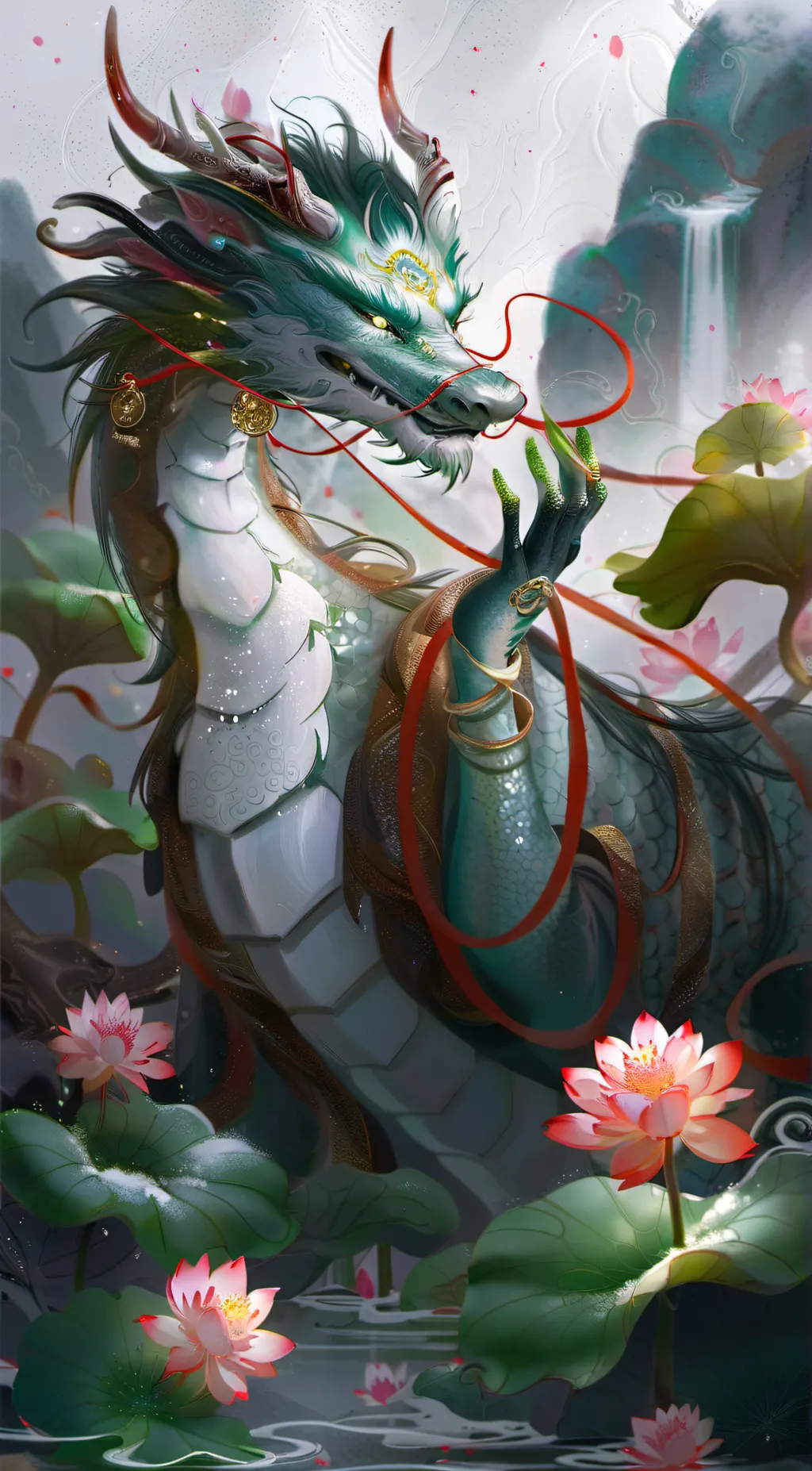 ai character: LOTUS DRAGON background