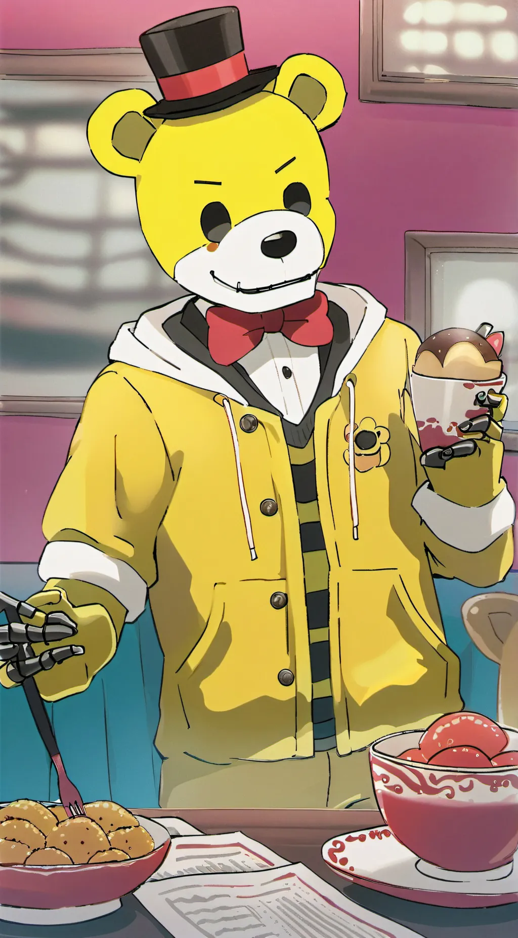 ai character: Golden Freddy  background