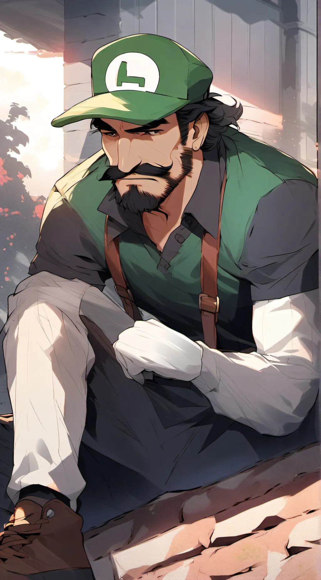 ai character: Angry Luigi background