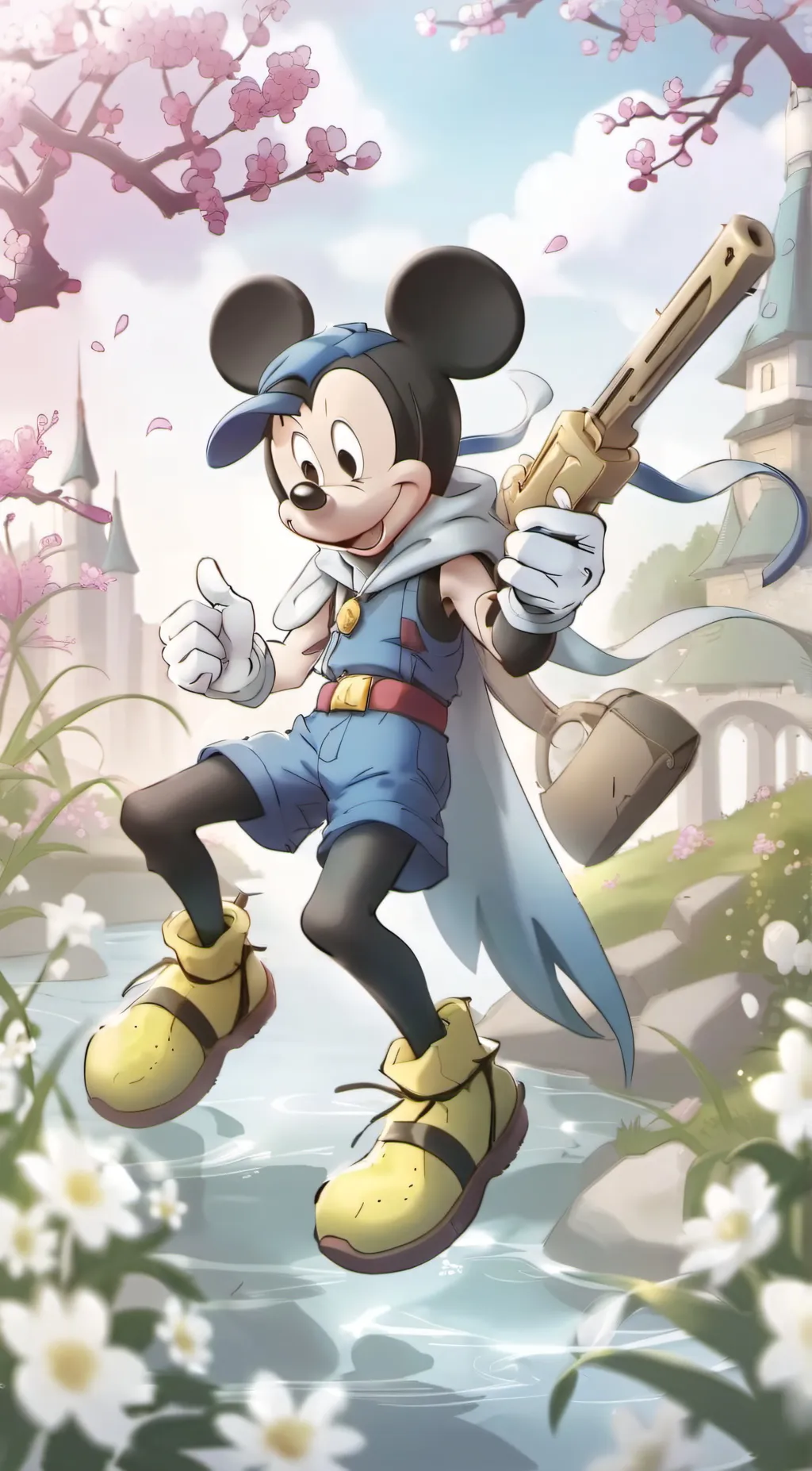 ai character: Anime Mickey  background
