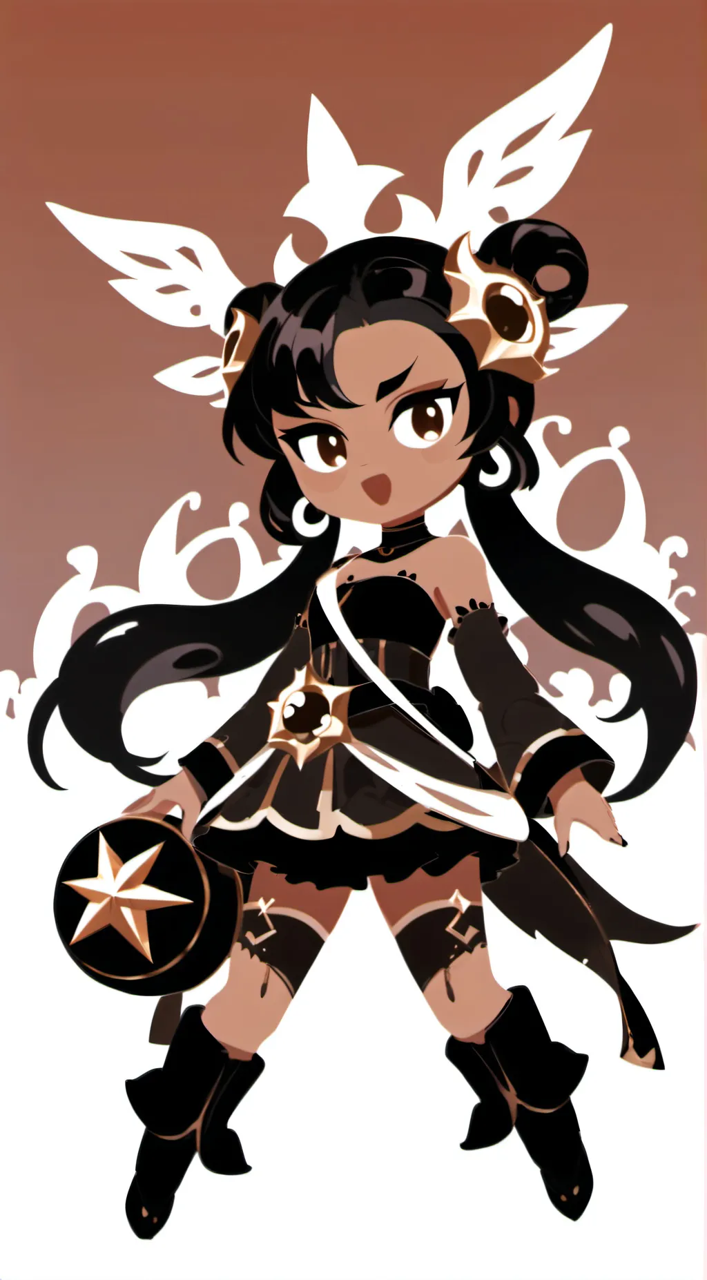 ai character: caramel arrow background