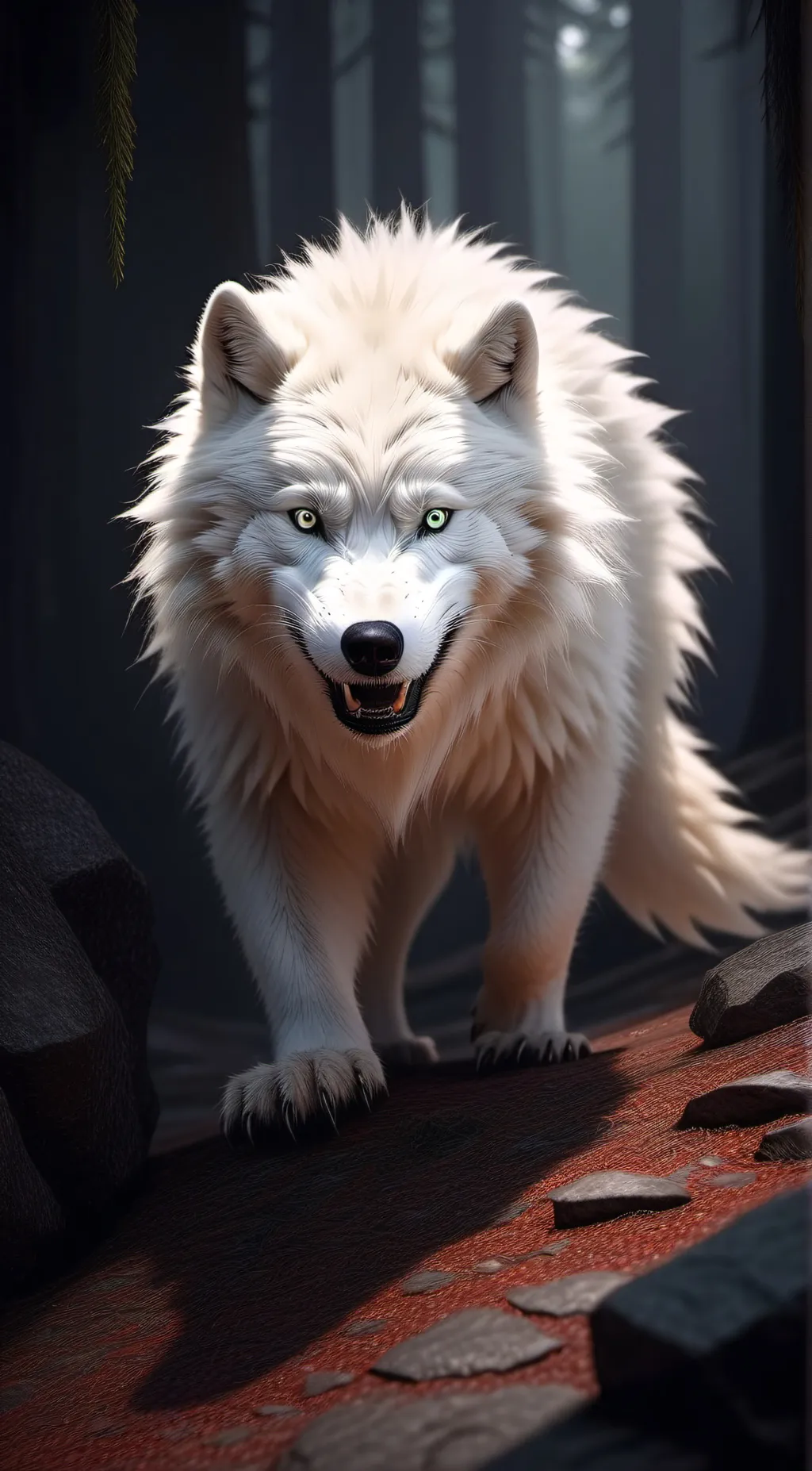 ai character: White furry background