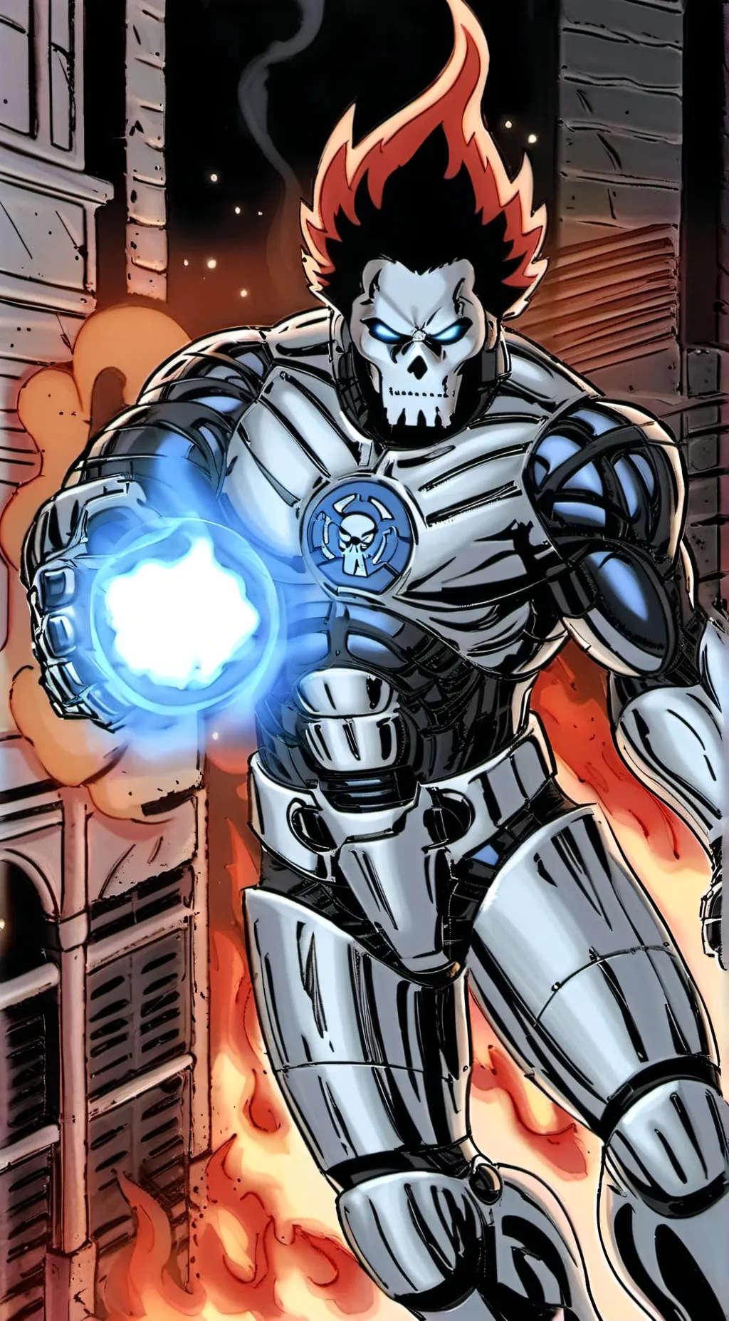 ai character: Flaming Death background