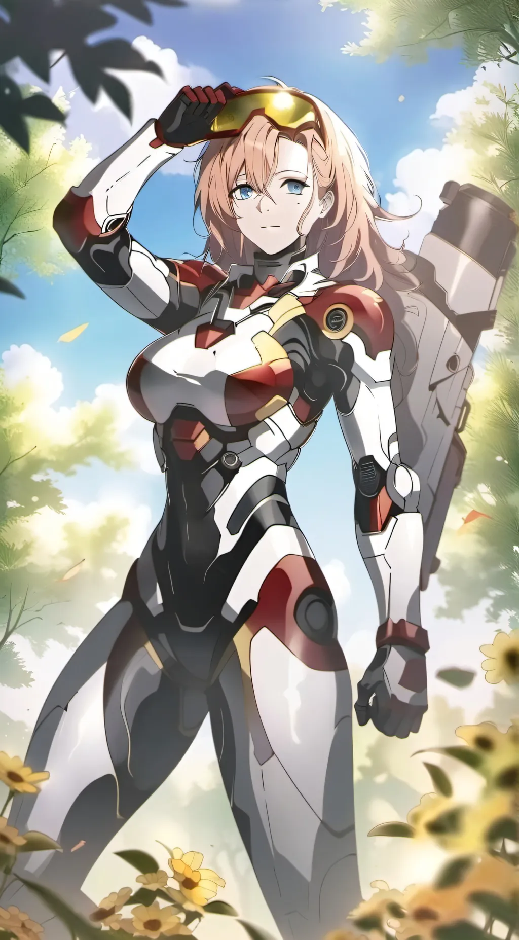 ai character: iron woman  background