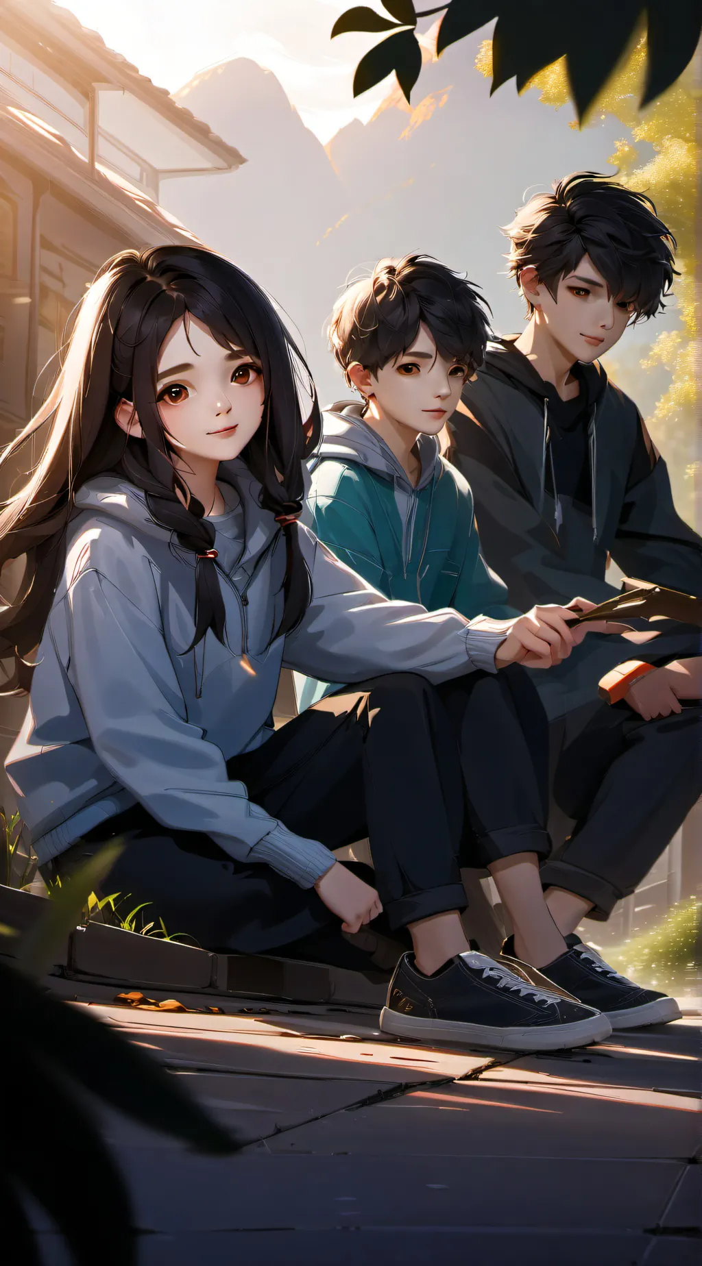 ai character: Tyler, Parker, Emi background
