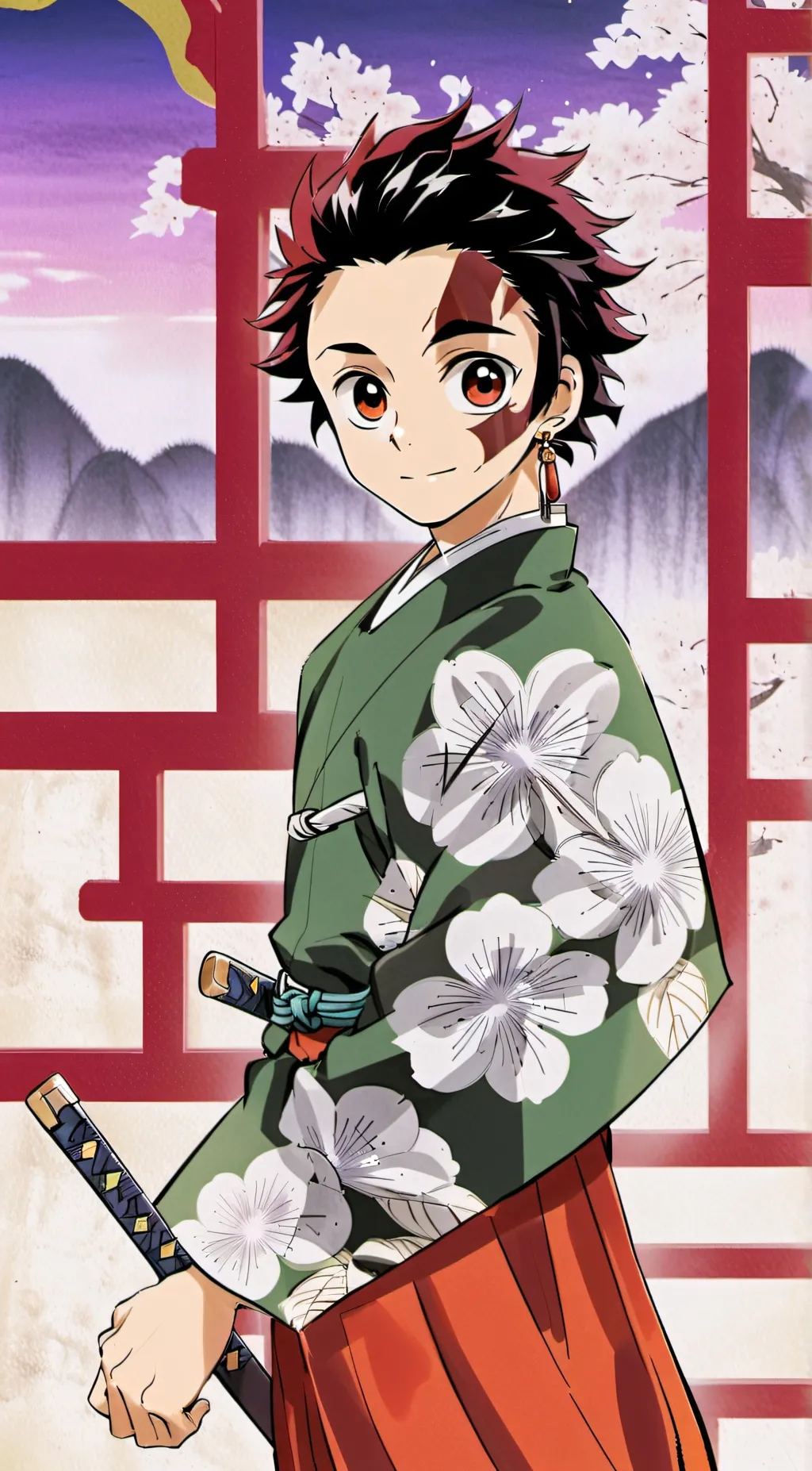 ai character: tanjiro kamado background