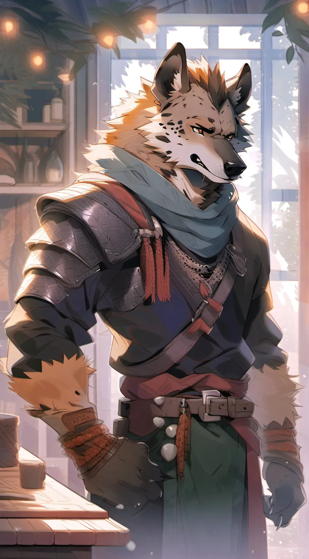 ai character: Armor SummerFur background