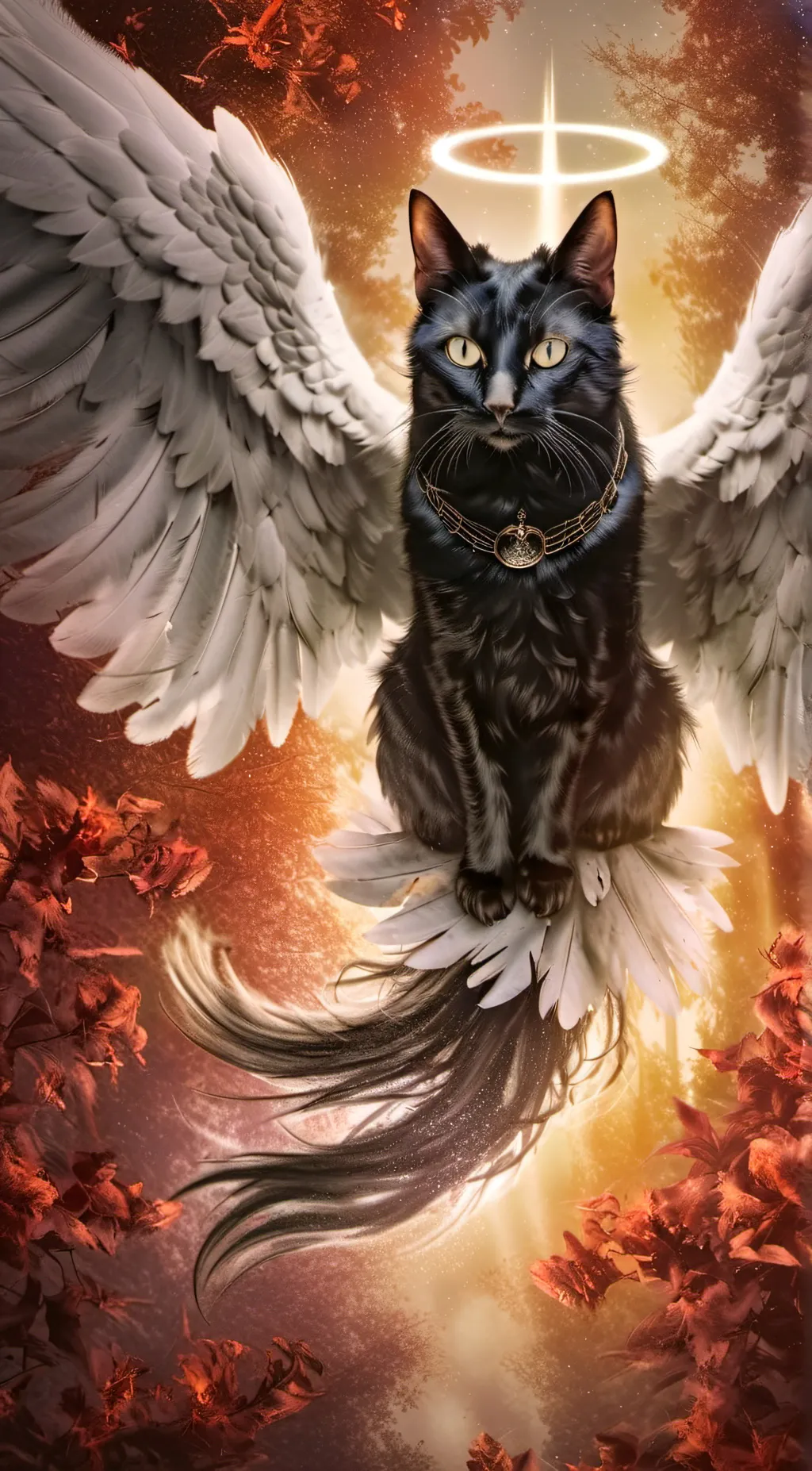 ai character: angel cat. background
