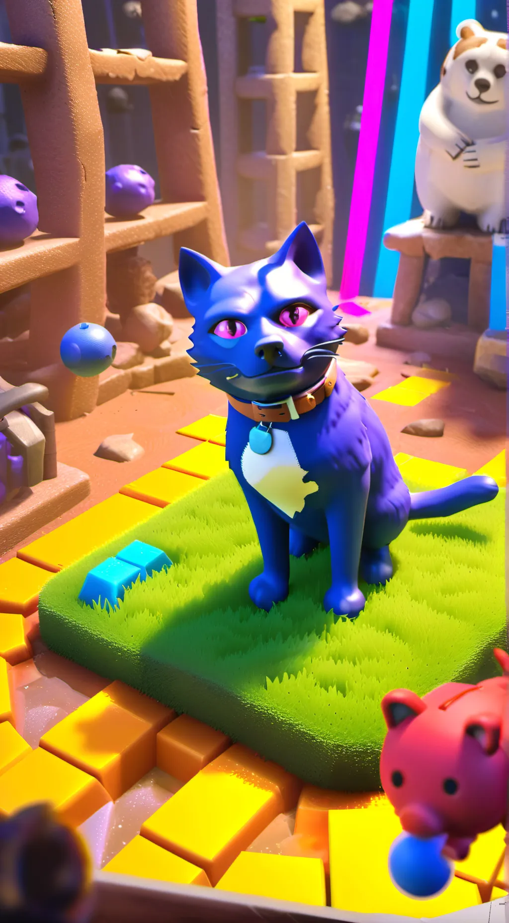 ai character: smiling critters background