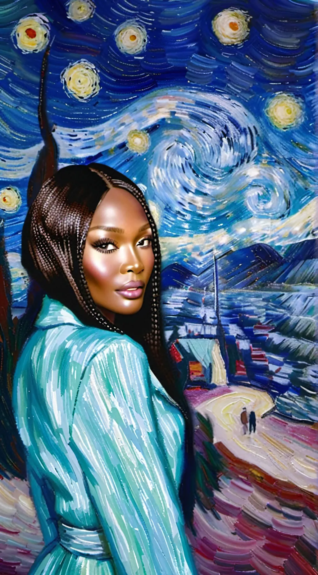 ai character: Naomi  Campbell  background
