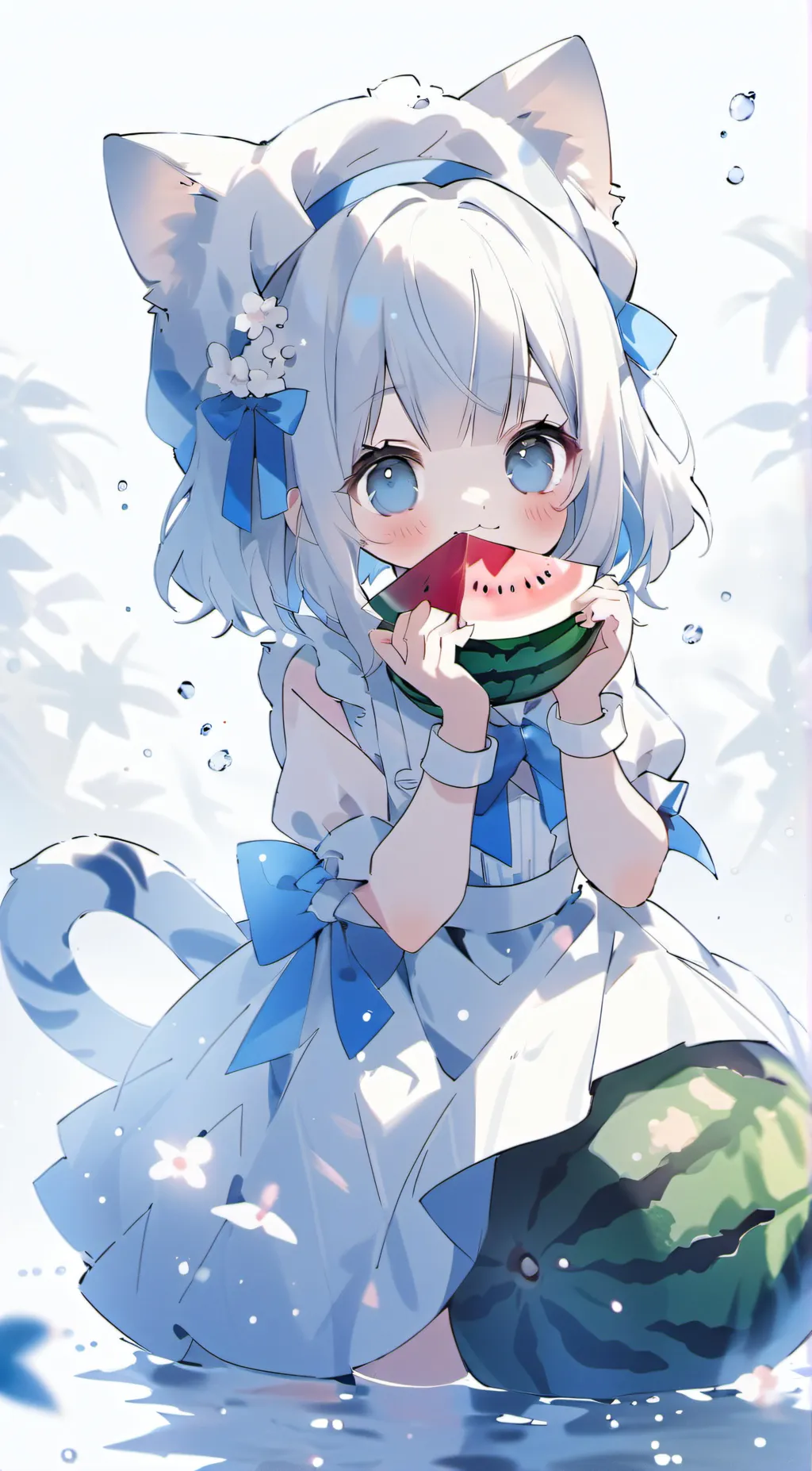 ai character: cat eating background