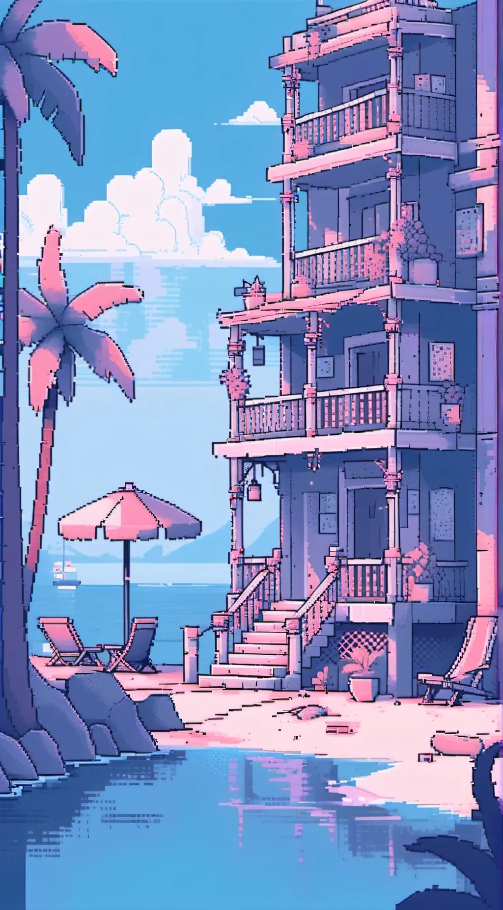 ai character: HH Beach trip background