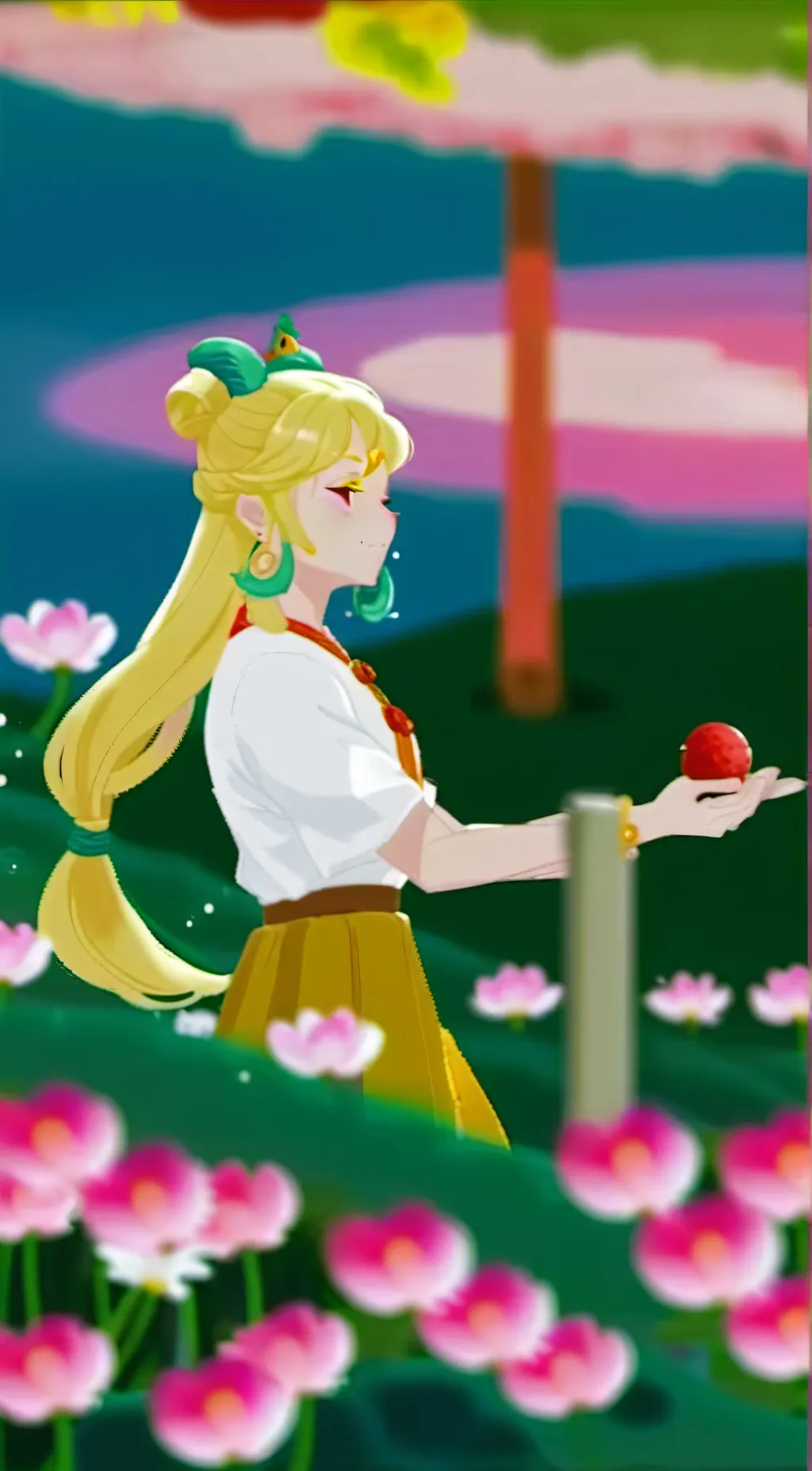 ai character: princess peach background