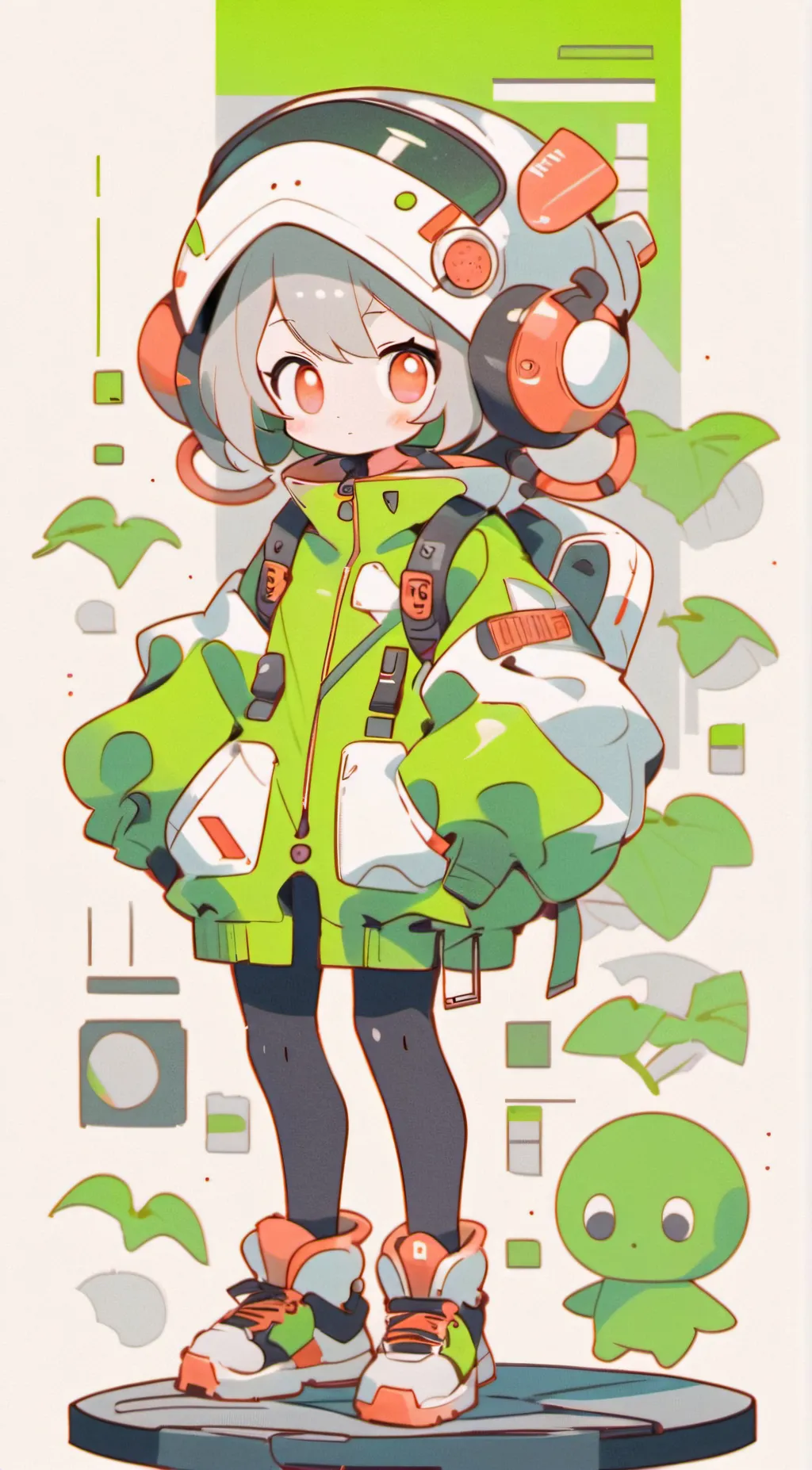 ai character: Green background