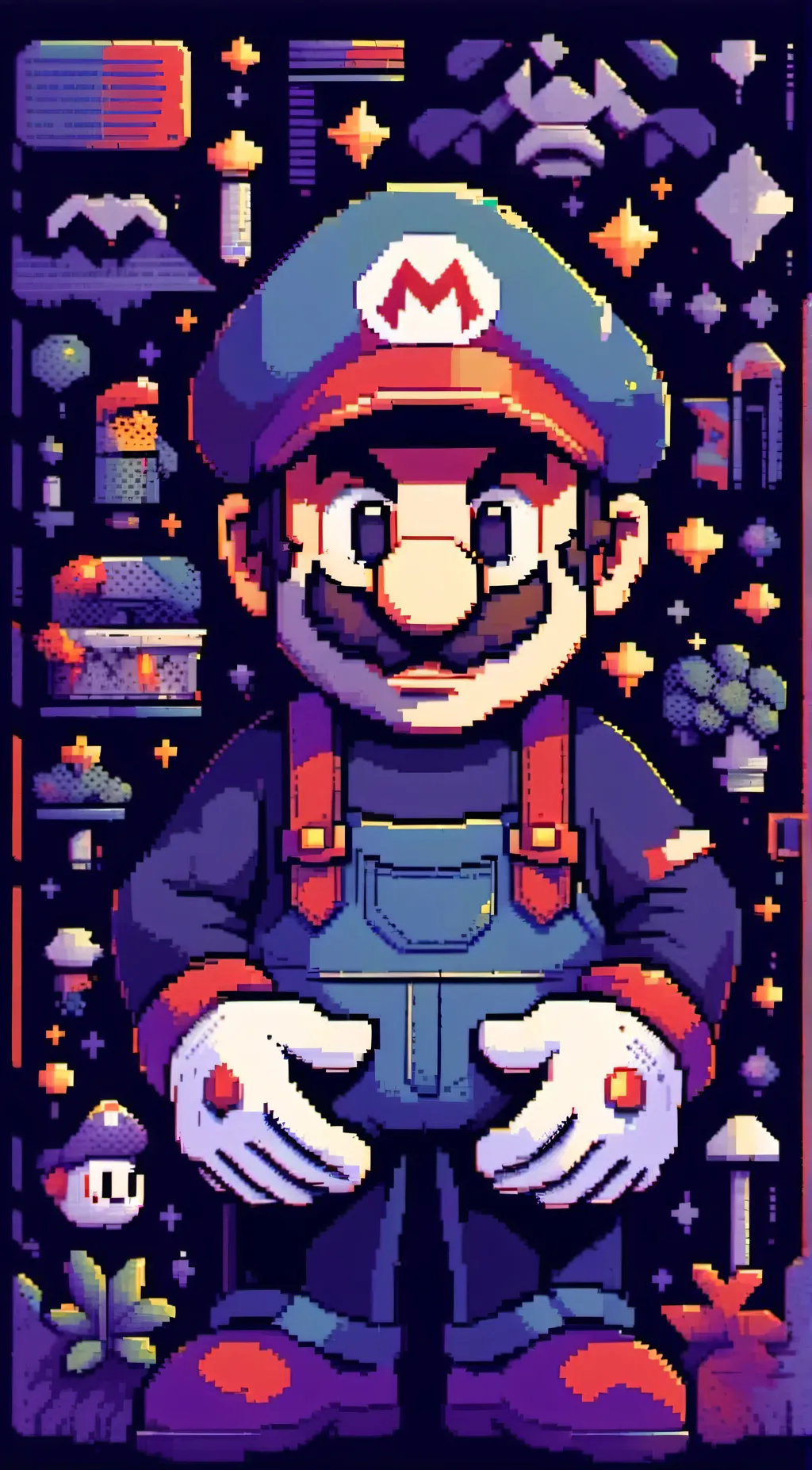 ai character: retro Mario background