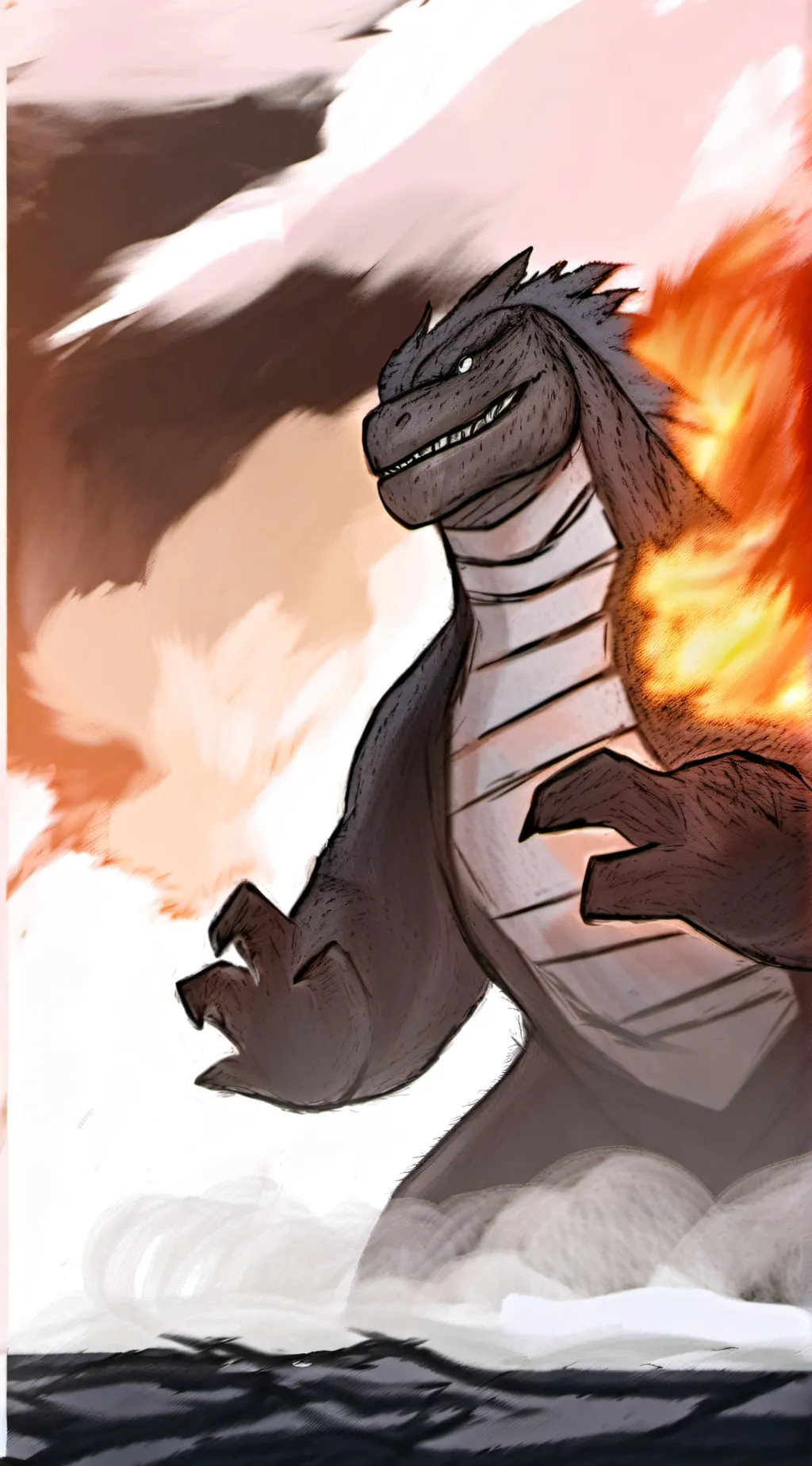 ai character: GojiXMothra background