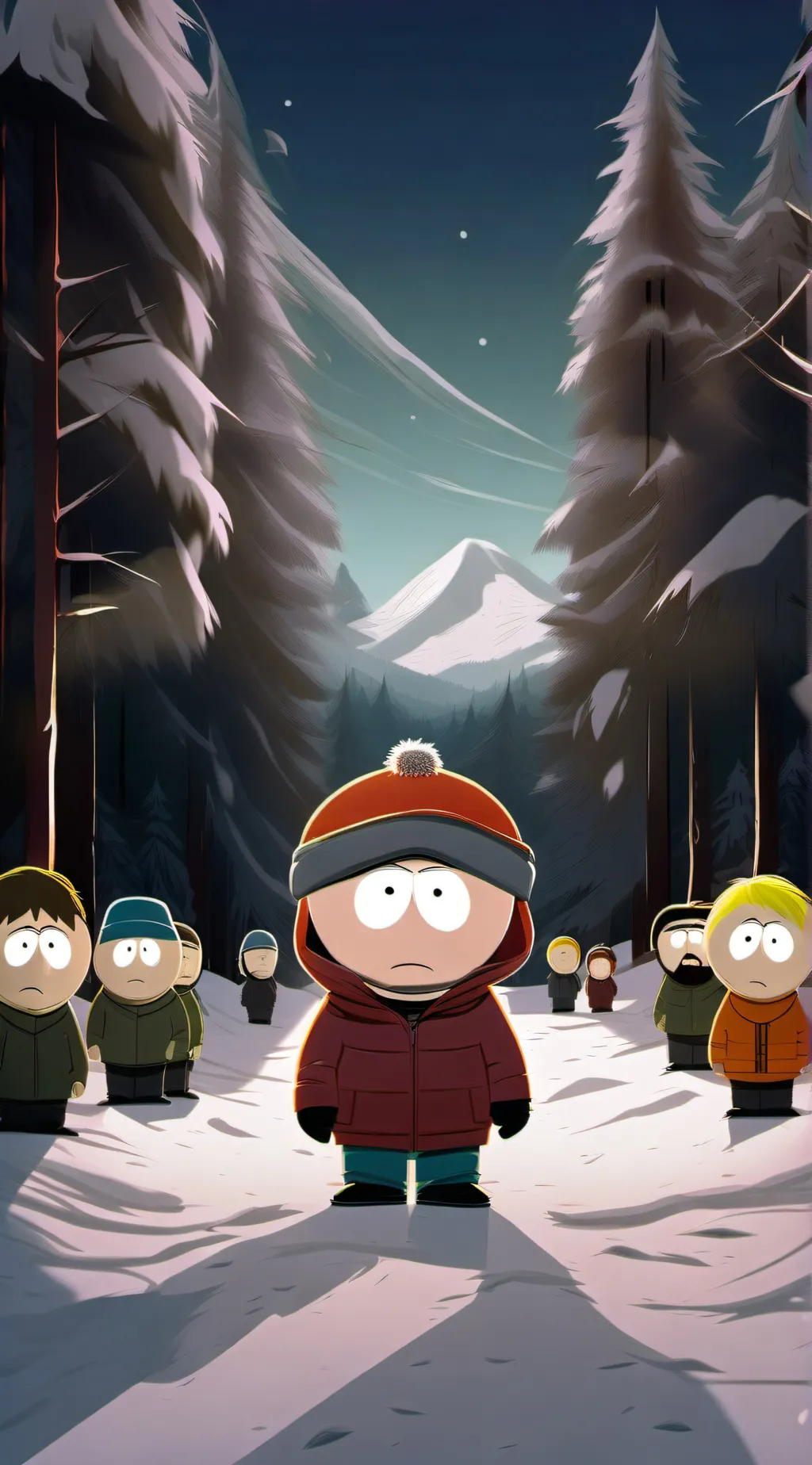ai character: SouthPark elevator background
