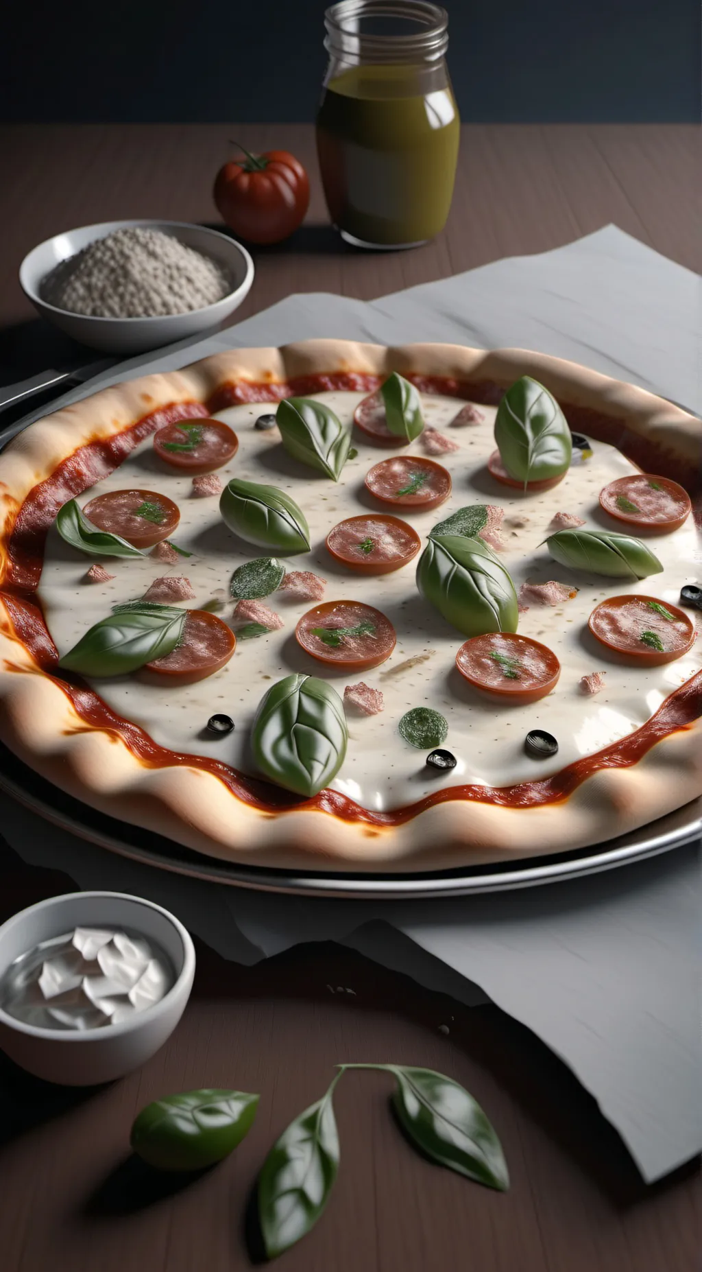 ai character: Work at pizza plac background