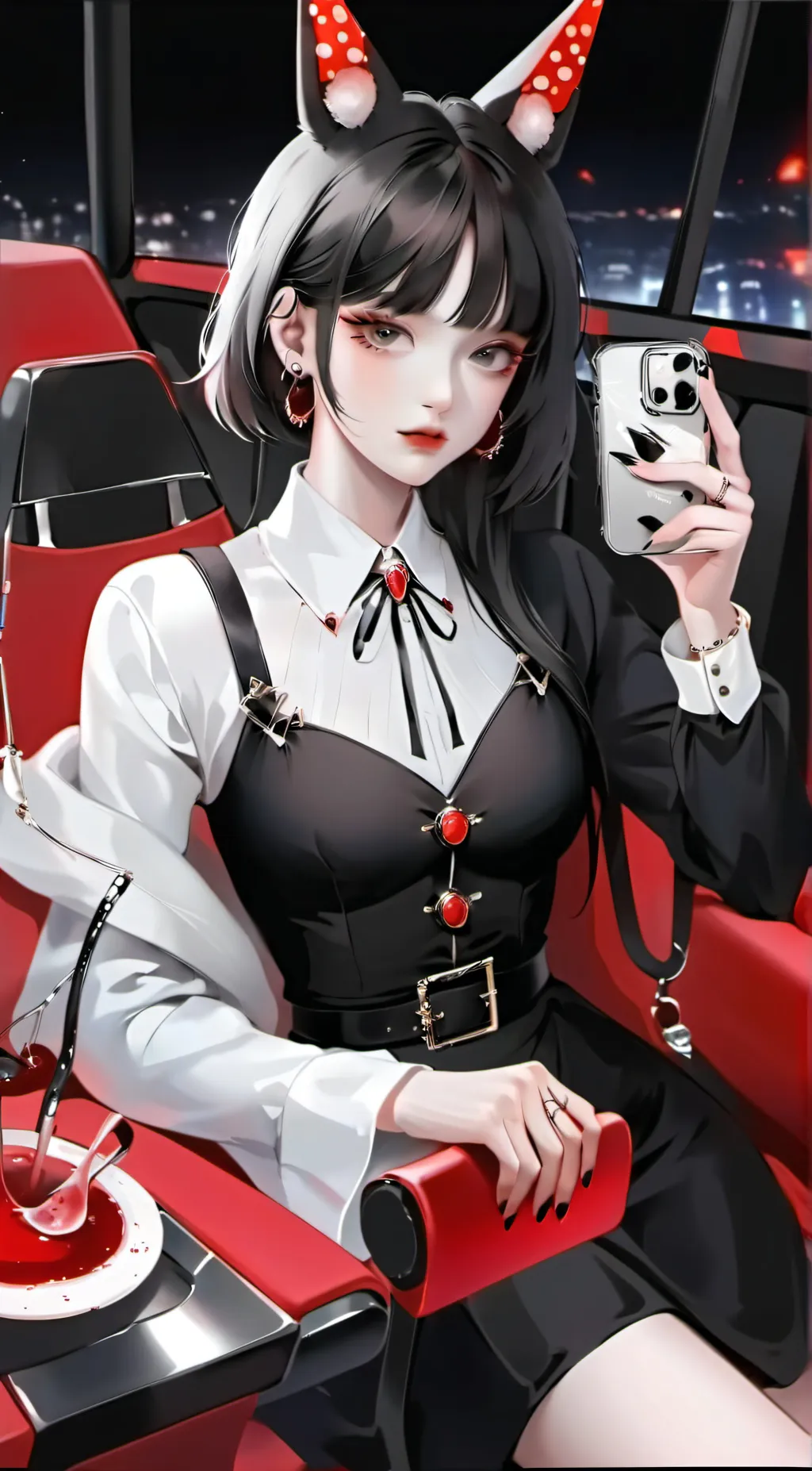 ai character: Mira Red background
