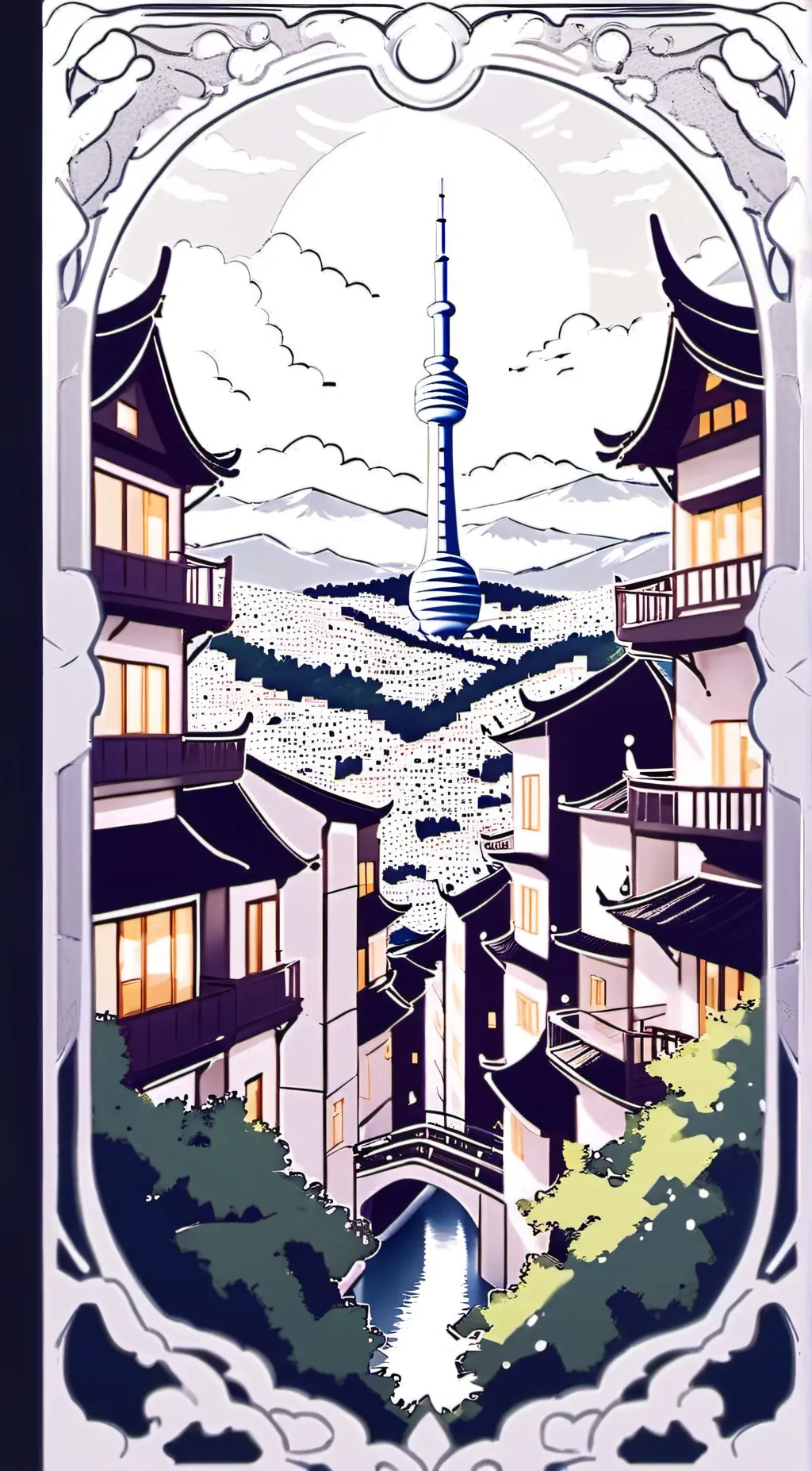 ai character: tiny city background